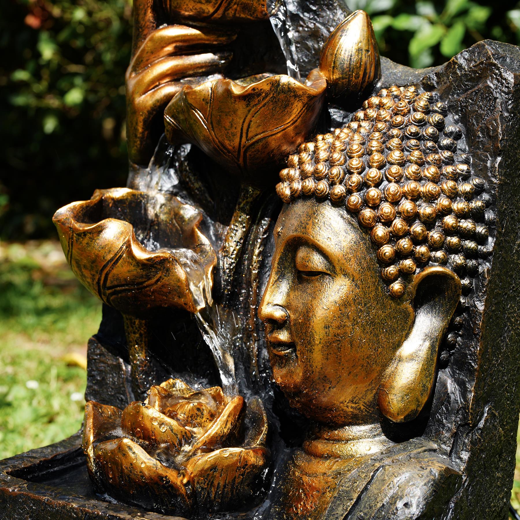 Solar Buddha Head Fountain