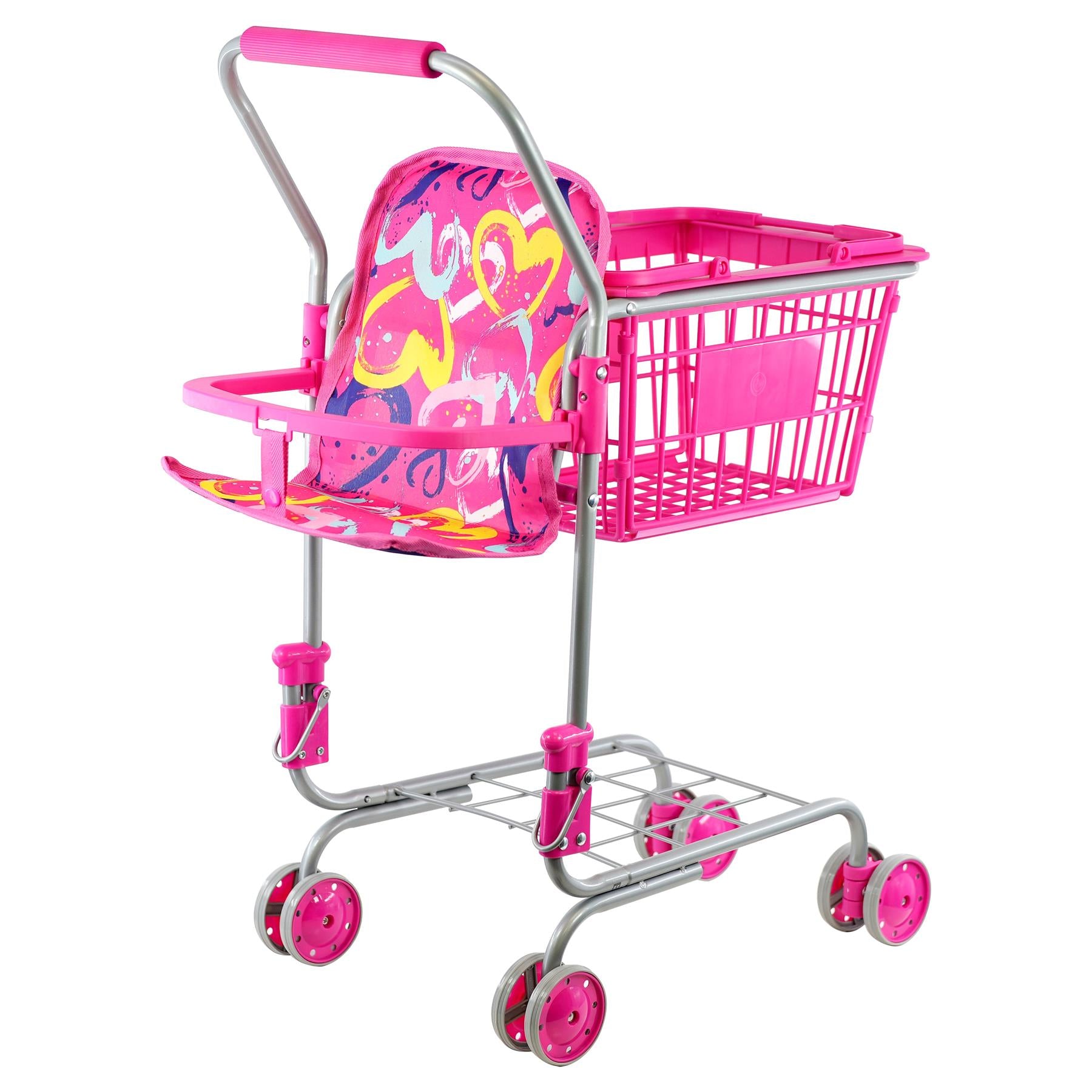 Kids Shopping Trolley with Basket & Doll Seat