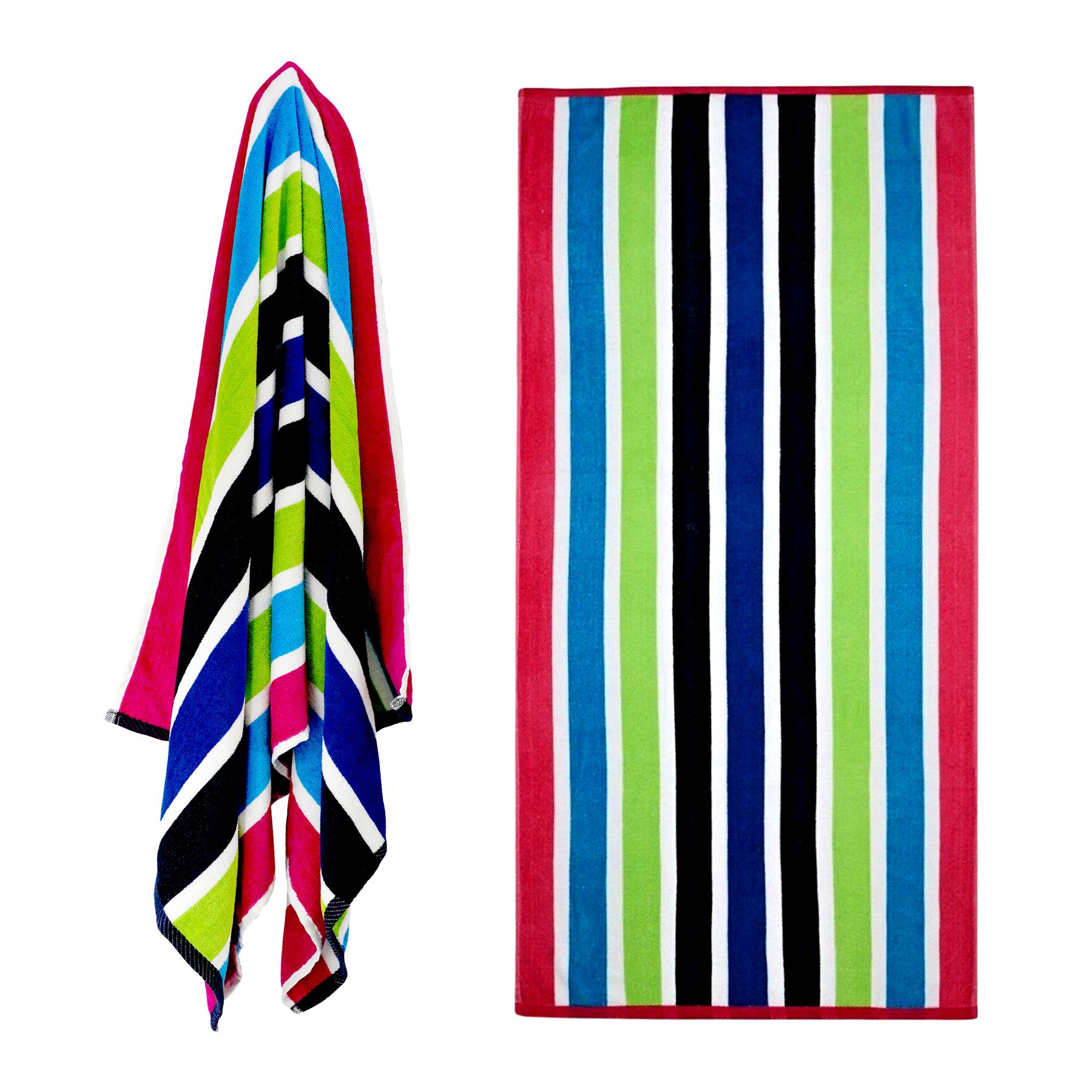 Large Velour Striped Beach Towel (Sanguine) by Geezy - The Magic Toy Shop