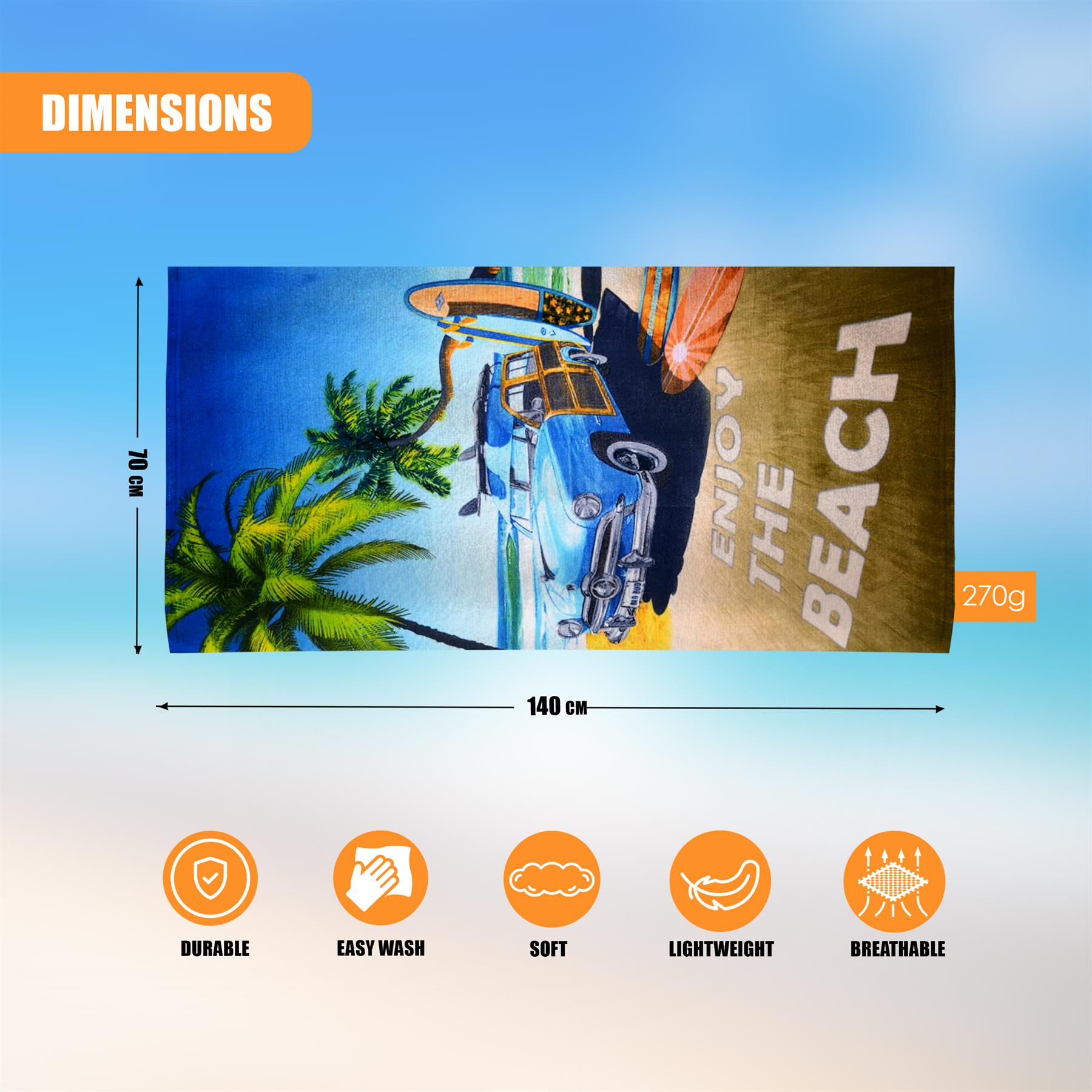 Enjoy The Beach Design Large Towel by Geezy - The Magic Toy Shop