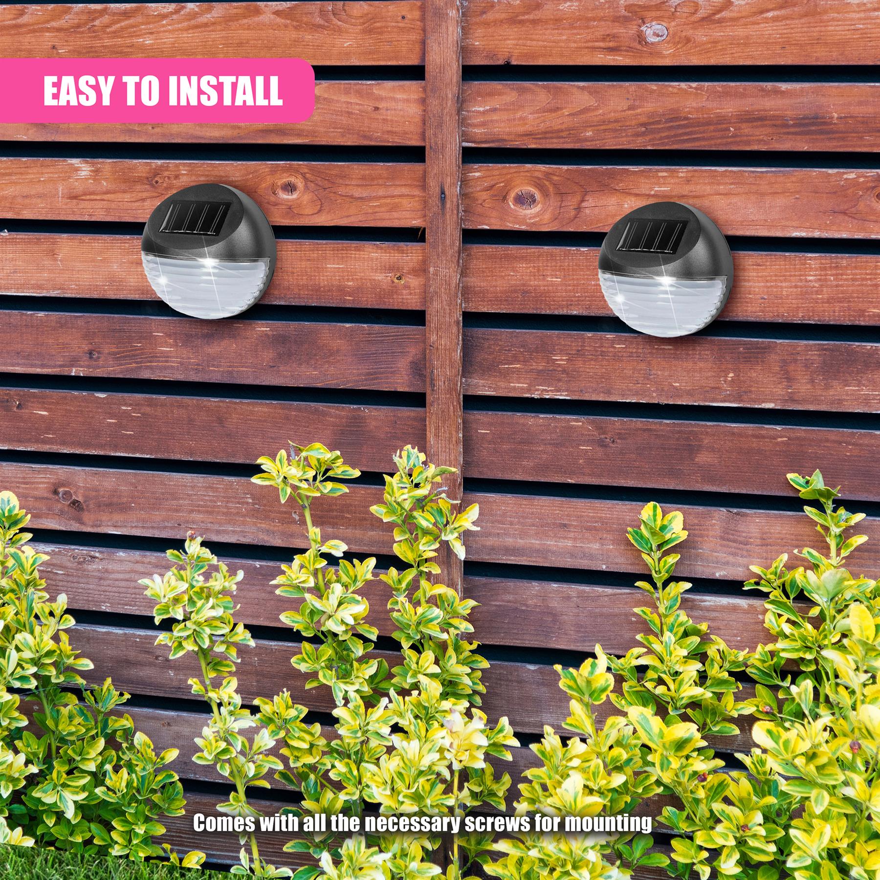 Solar Fence Lights, Set of 4 – Cold White LED, Black by GEEZY - The Magic Toy Shop