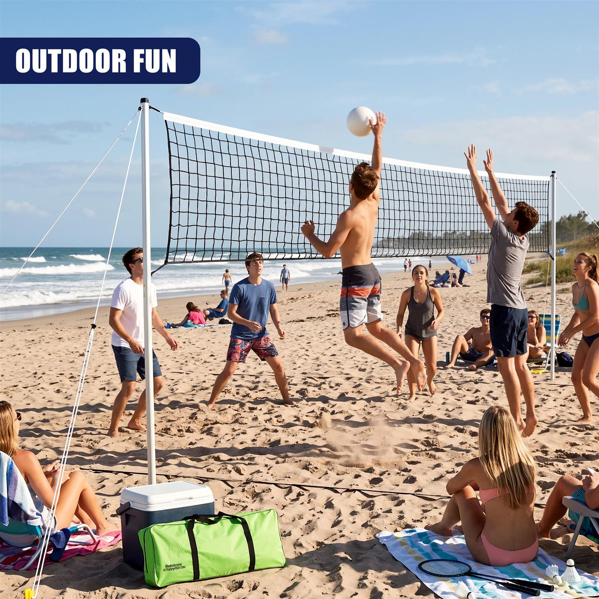 2-in-1 Complete Badminton and Volleyball Set