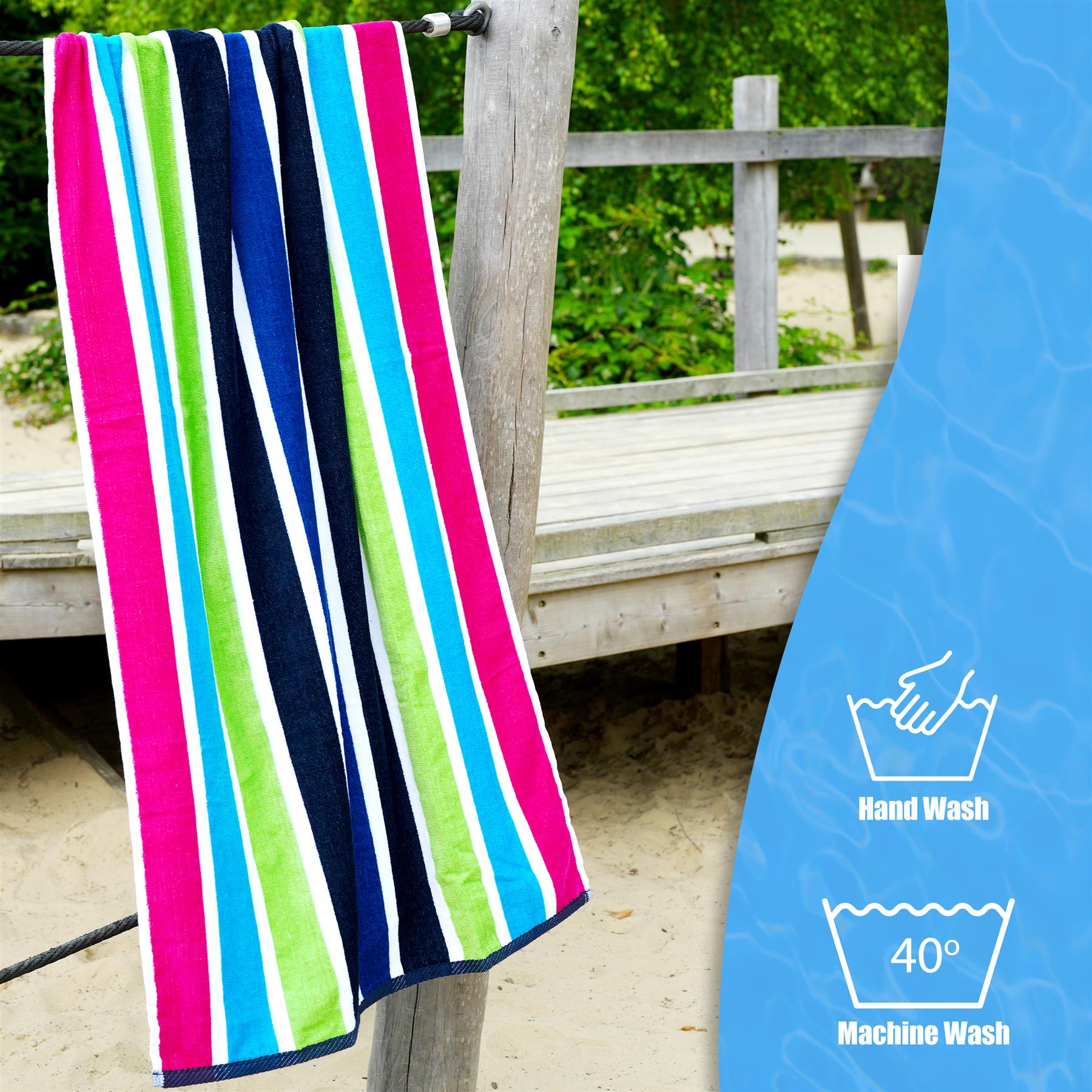 Large Velour Striped Beach Towel (Sanguine) by Geezy - The Magic Toy Shop