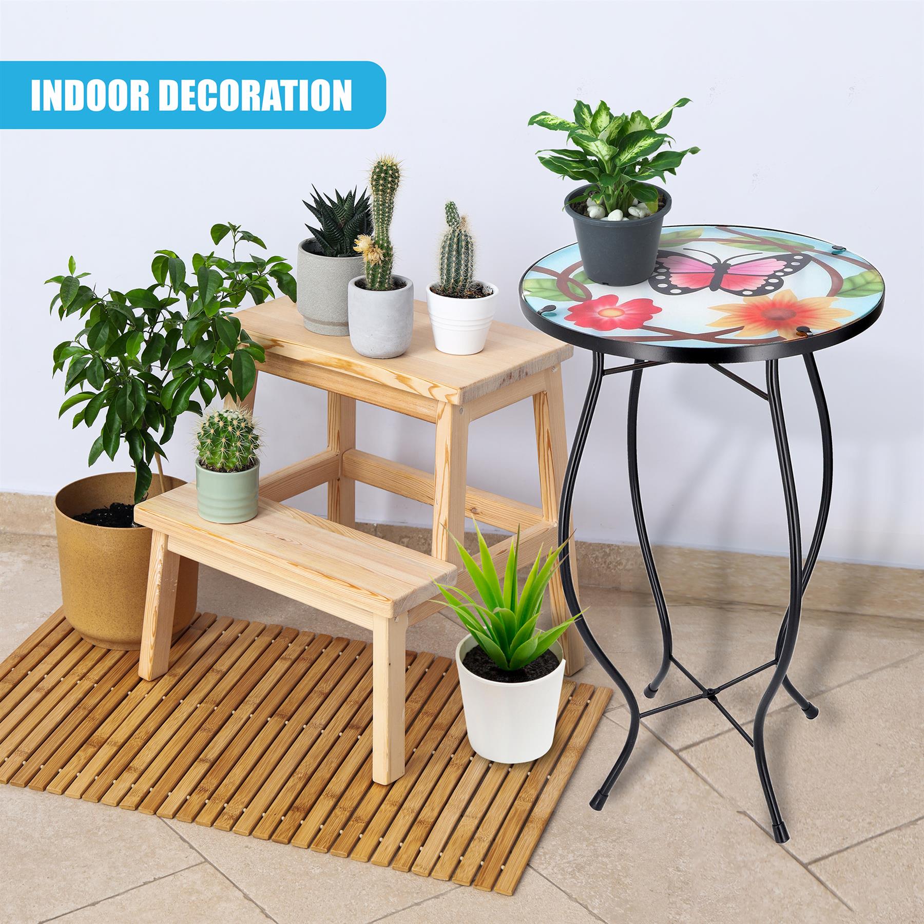 Round Side Mosaic Table With Small Butterfly Design by GEEZY - The Magic Toy Shop