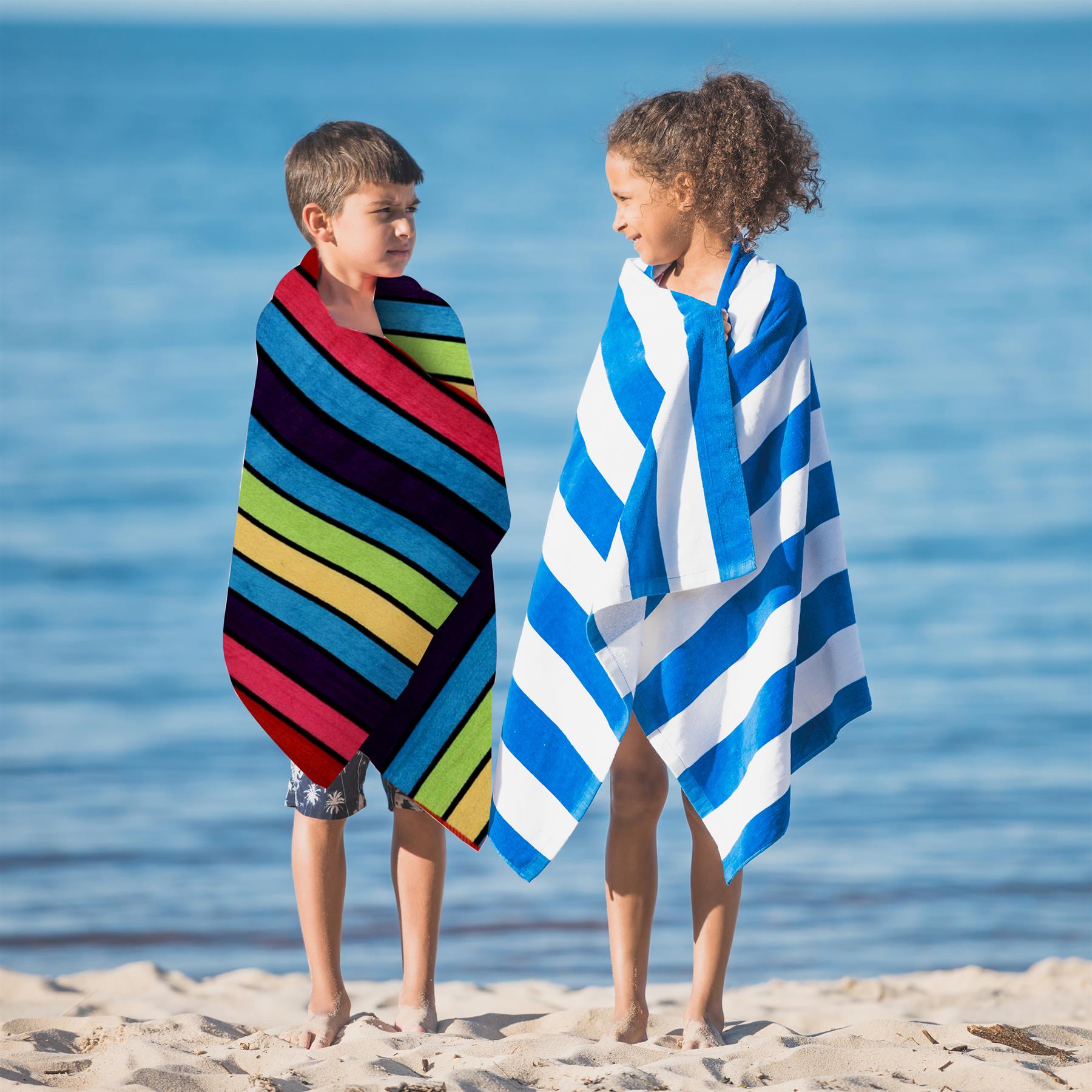 Large Velour Striped Beach Towel (Crimson Skyline) by Geezy - The Magic Toy Shop