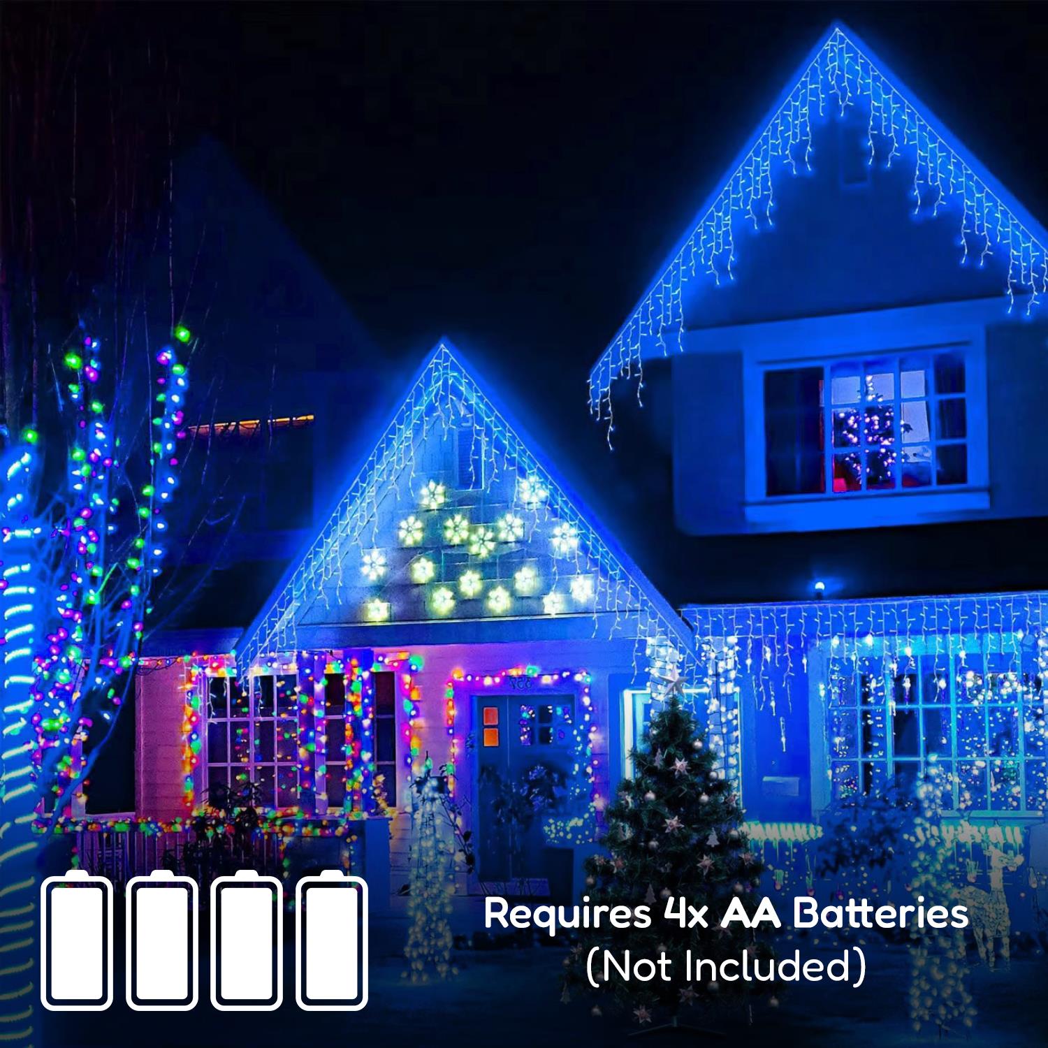 200 Christmas Blue & White Led Icicle Lights by Geezy - The Magic Toy Shop