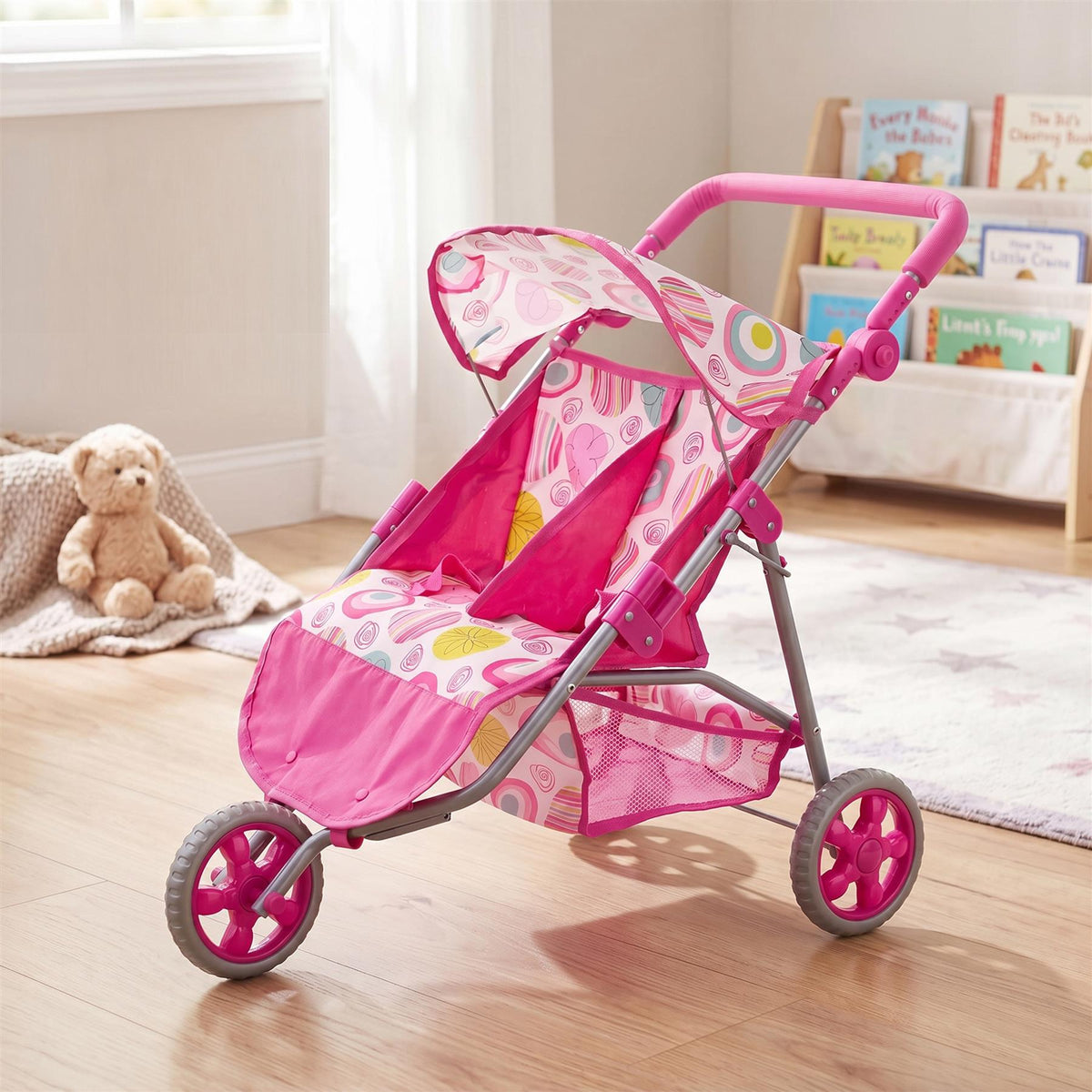 3 Wheeler Twin Doll's Pushchair, Pink