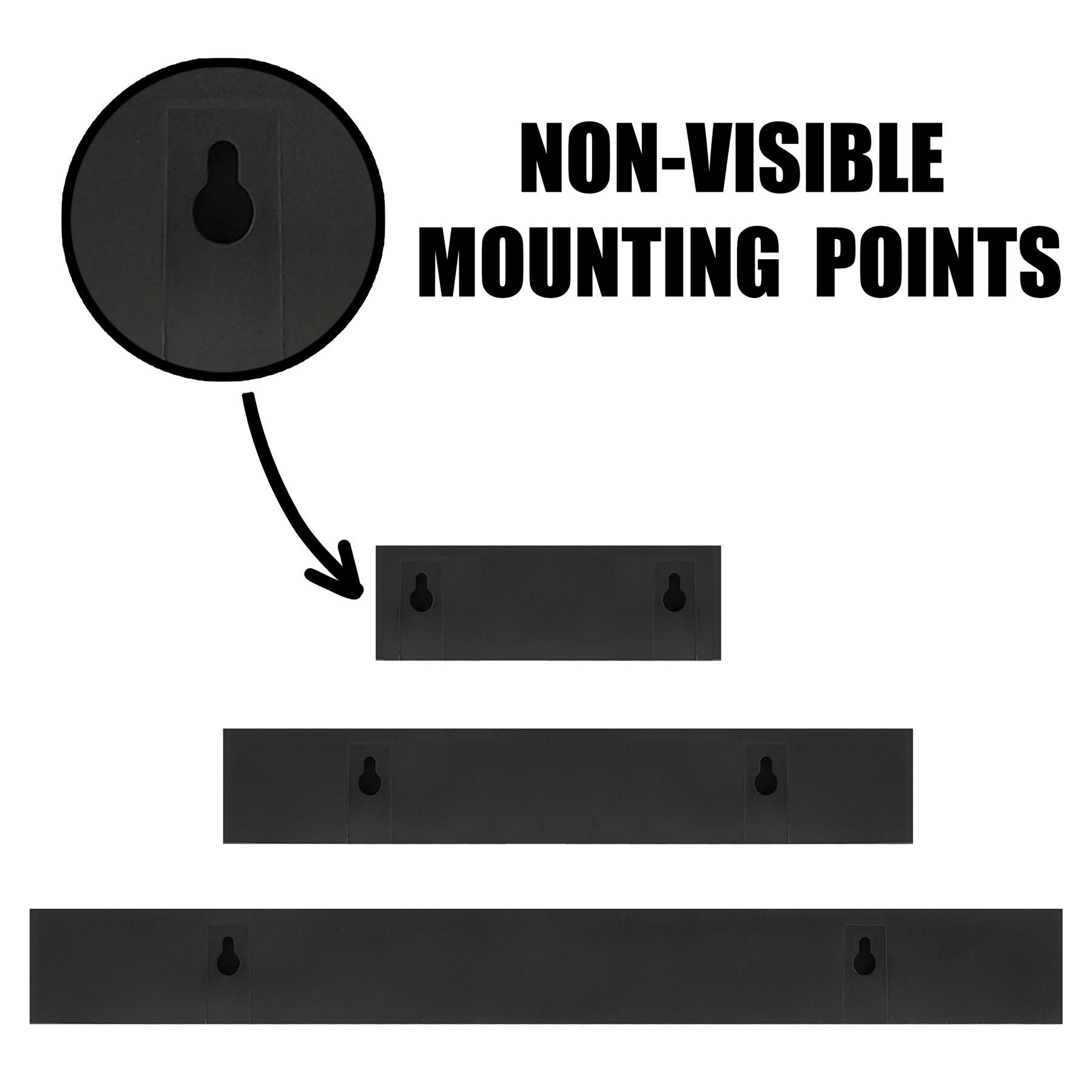 Wall Book Hanging Black Shelf Set of 3 by GEEZY - The Magic Toy Shop