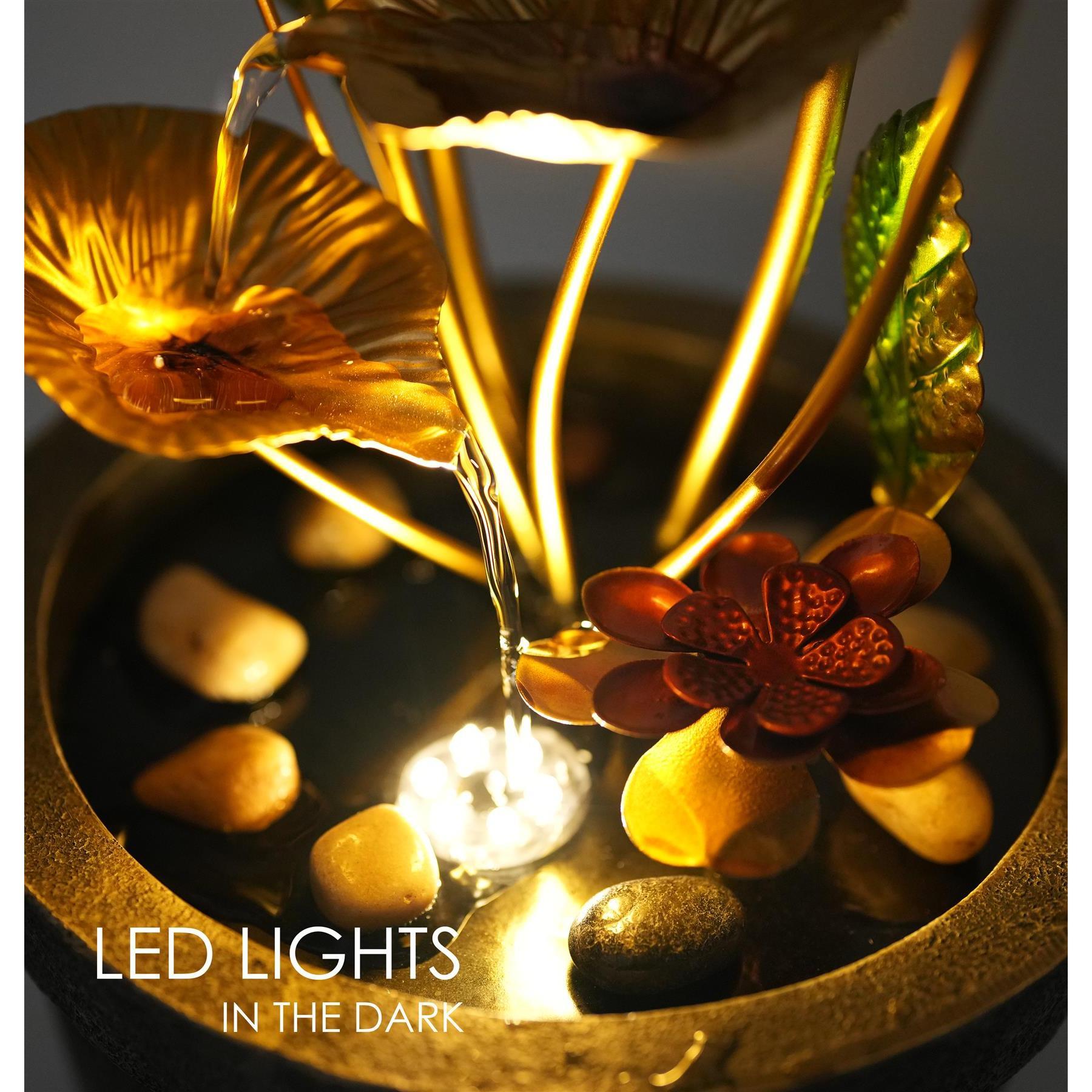 Metal Lotus Water Feature Outdoor With LED by GEEZY - The Magic Toy Shop