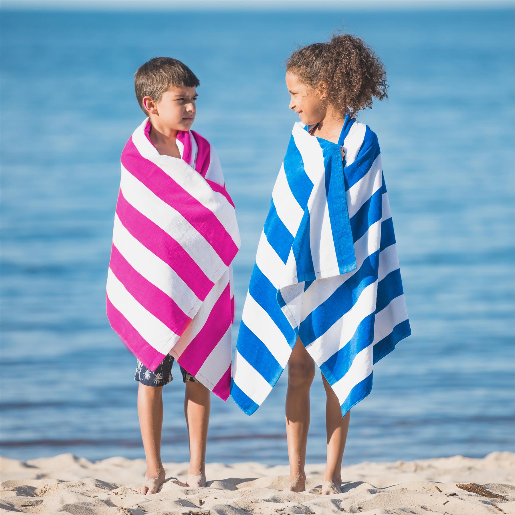 Beach Bath Towel Large Microfibre Pink Striped by GEEZY - The Magic Toy Shop