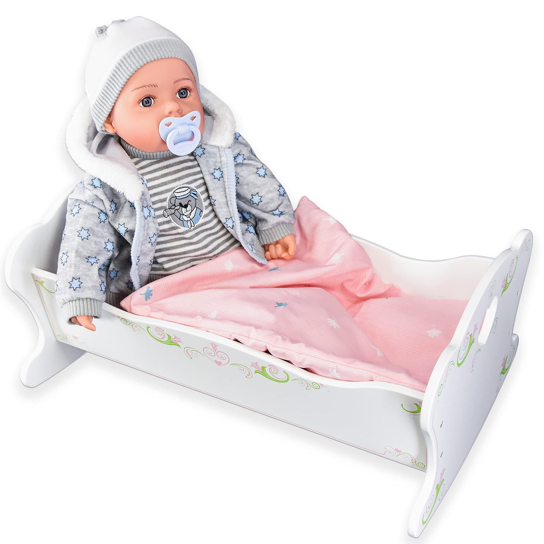 Baby Dolls Wooden Cradle by BiBi Doll - The Magic Toy Shop