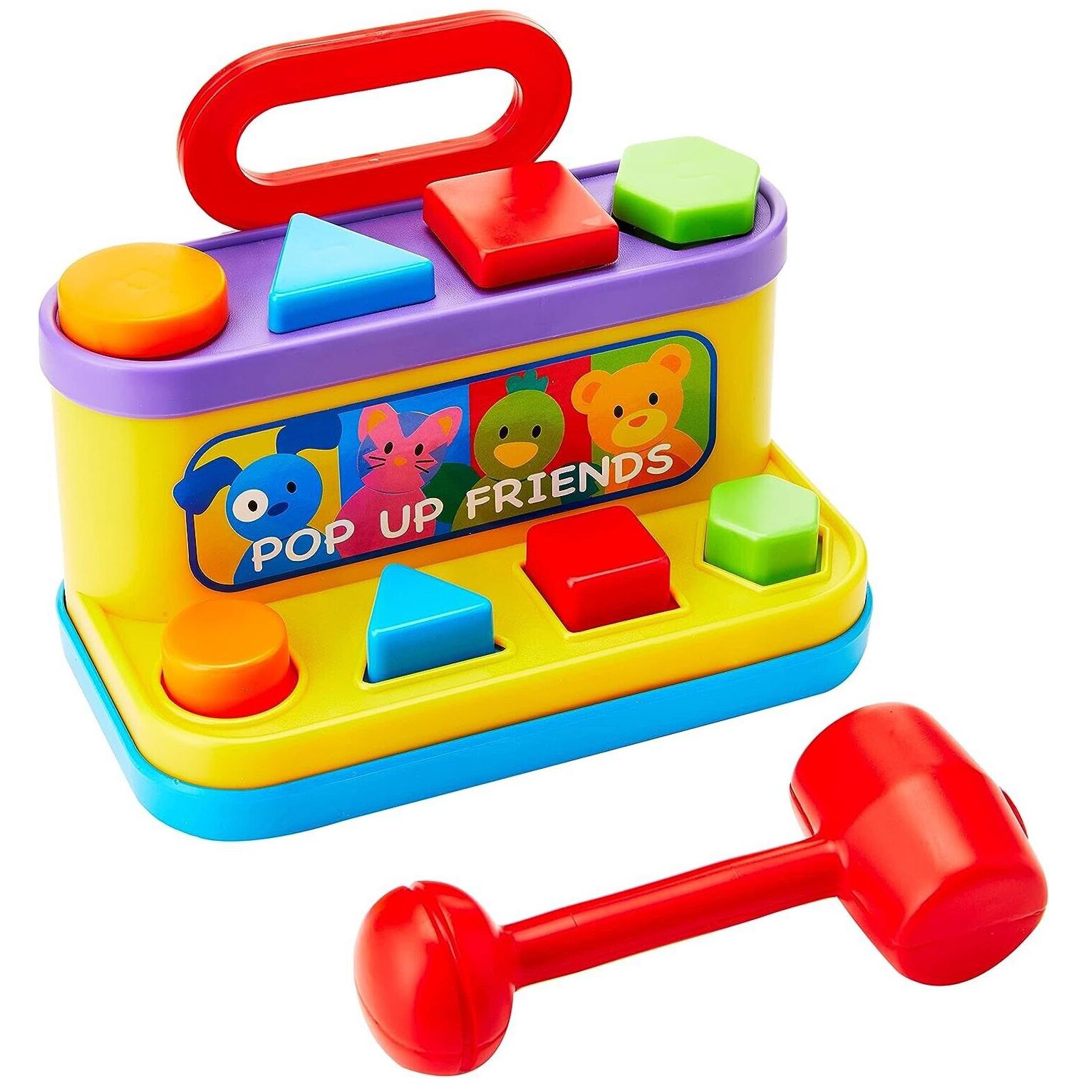 Multi-coloured Pop Up Friends with Hammer by The Magic Toy Shop - The Magic Toy Shop