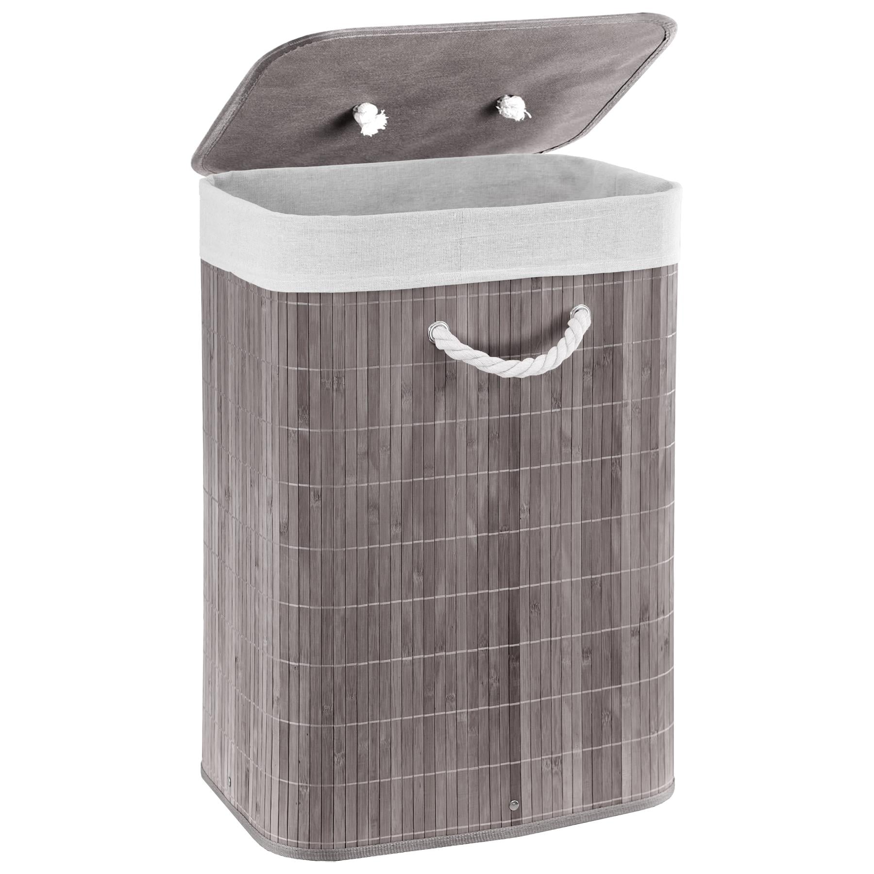 Grey Bamboo Laundry Hamper 72L