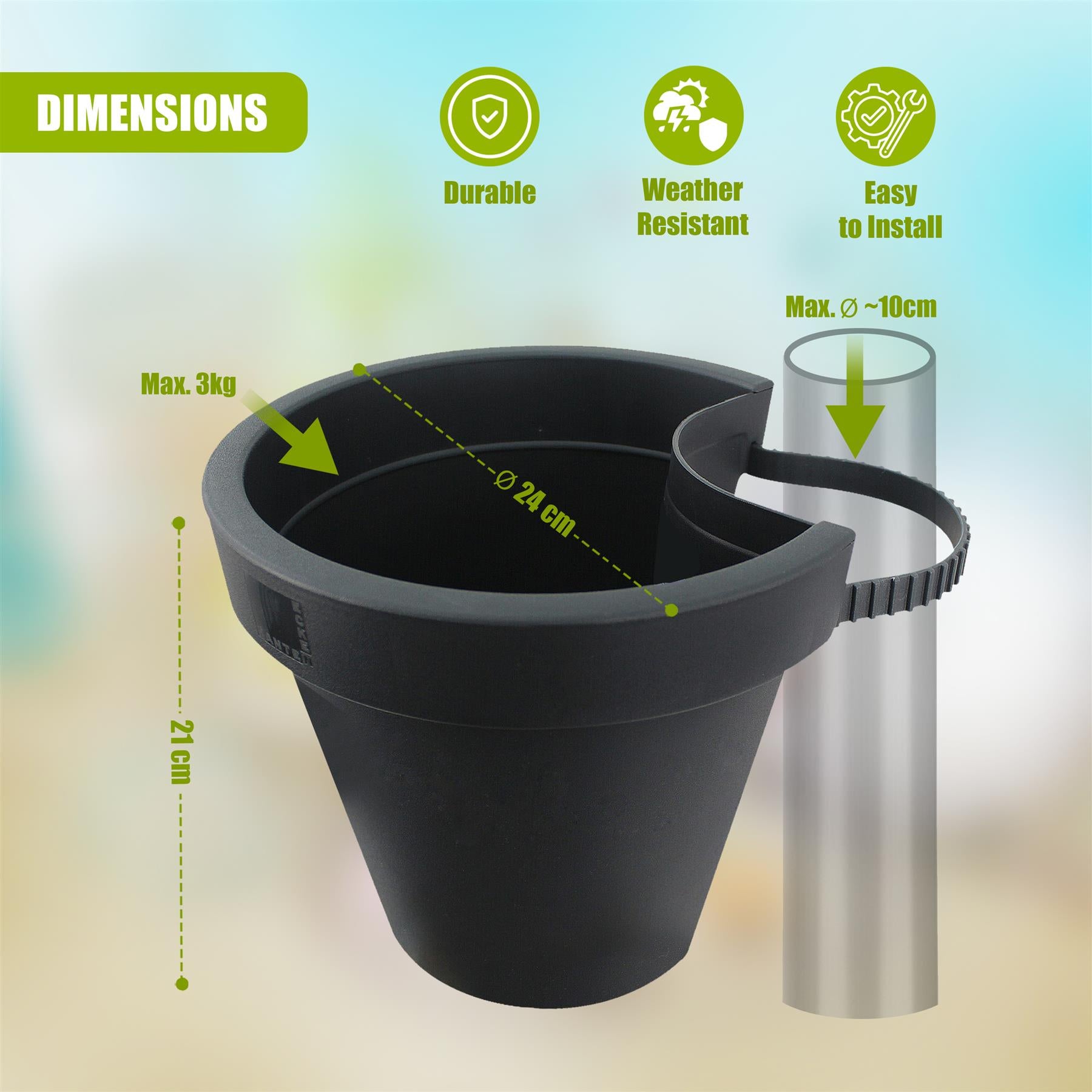 Black Drainpipe Planter by GEEZY - The Magic Toy Shop