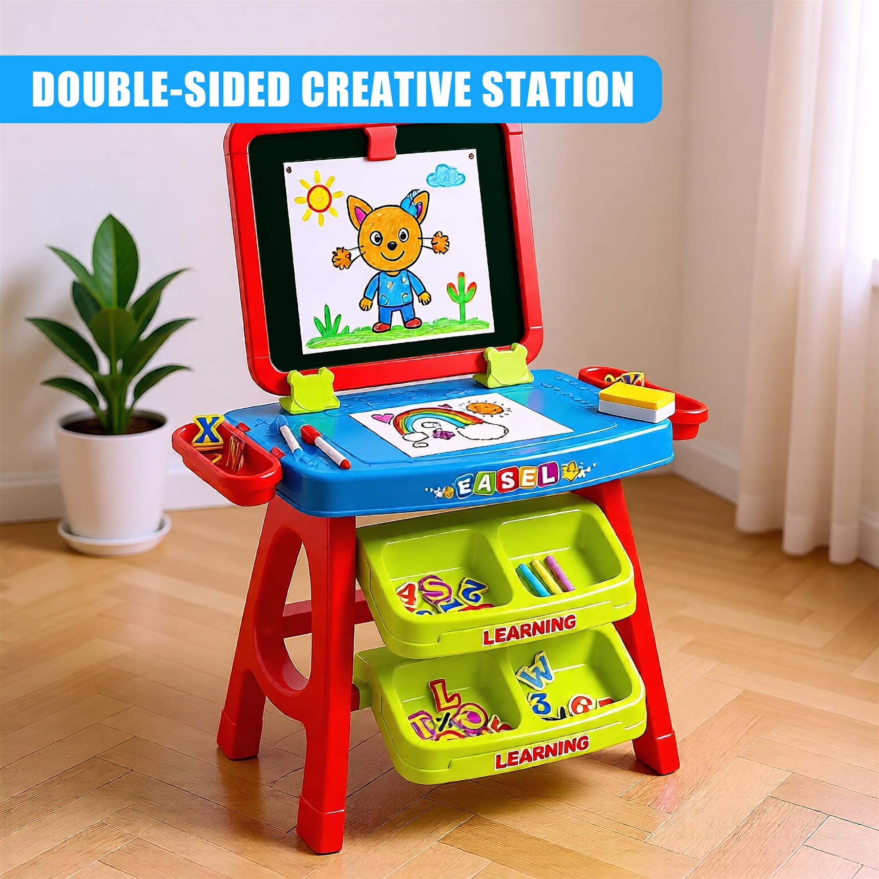 Learning Desk & Magnetic Easel Chalkboard