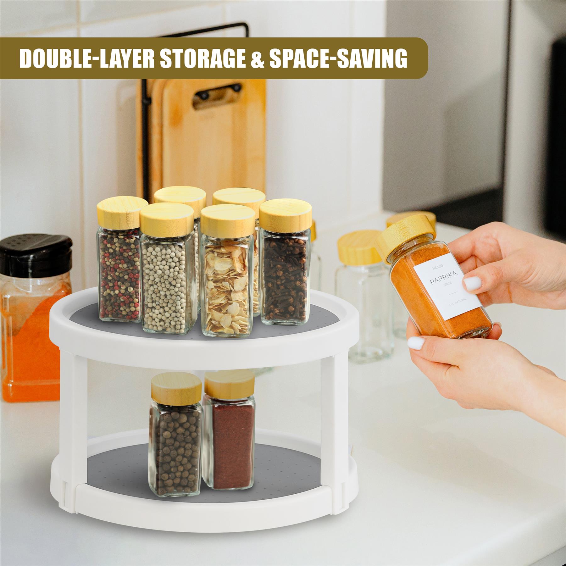 2 Tier Rotating Spice Rack 25cm by GEEZY - The Magic Toy Shop