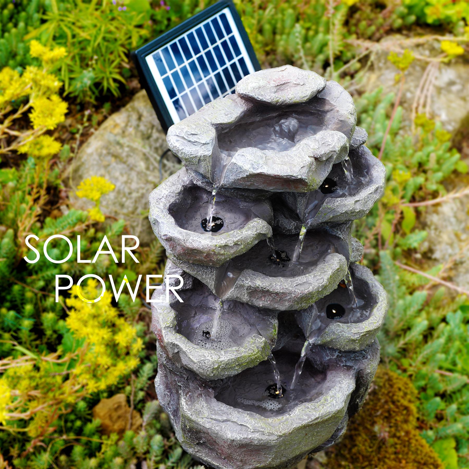 Rock Solar Water Feature Outdoor With LED by GEEZY - The Magic Toy Shop