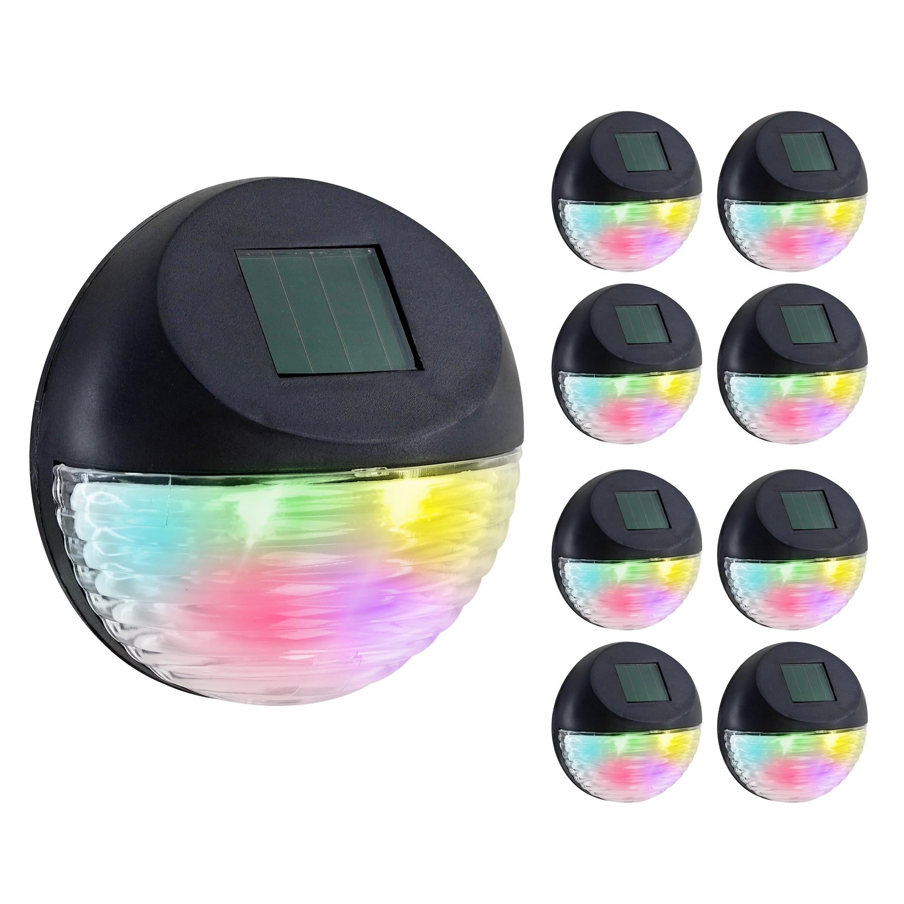 Solar Fence Lights, Set of 8 – RGB LED, Black by GEEZY - The Magic Toy Shop