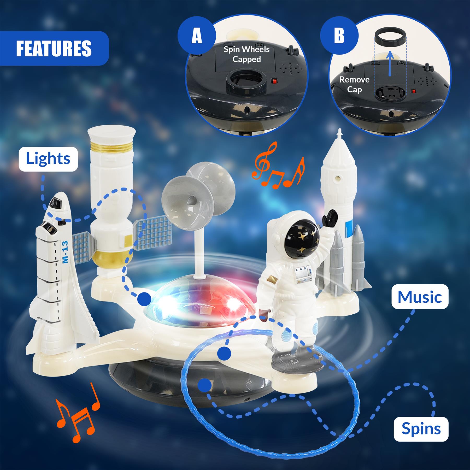 Rotating Light Up Space Toy by The Magic Toy Shop - The Magic Toy Shop