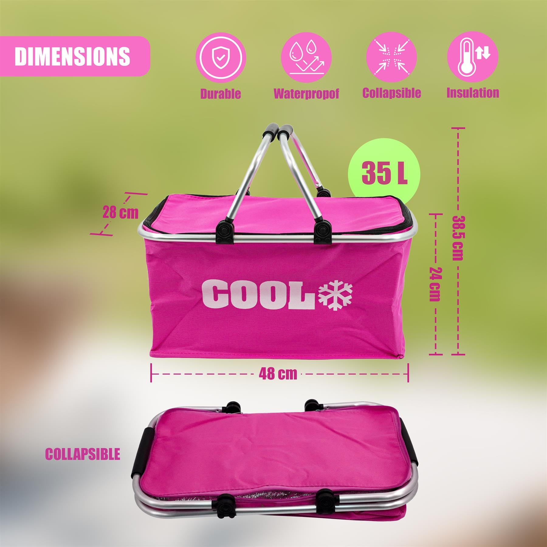 Pink Cooler Basket Bag by Geezy - The Magic Toy Shop