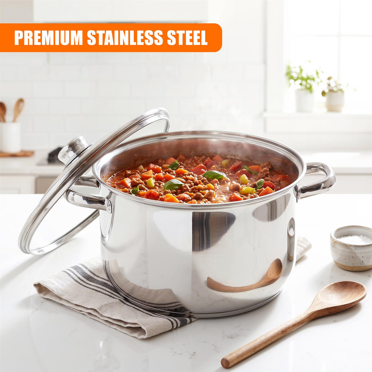 Stainless Steel Stock Pot with Lid - 16 L