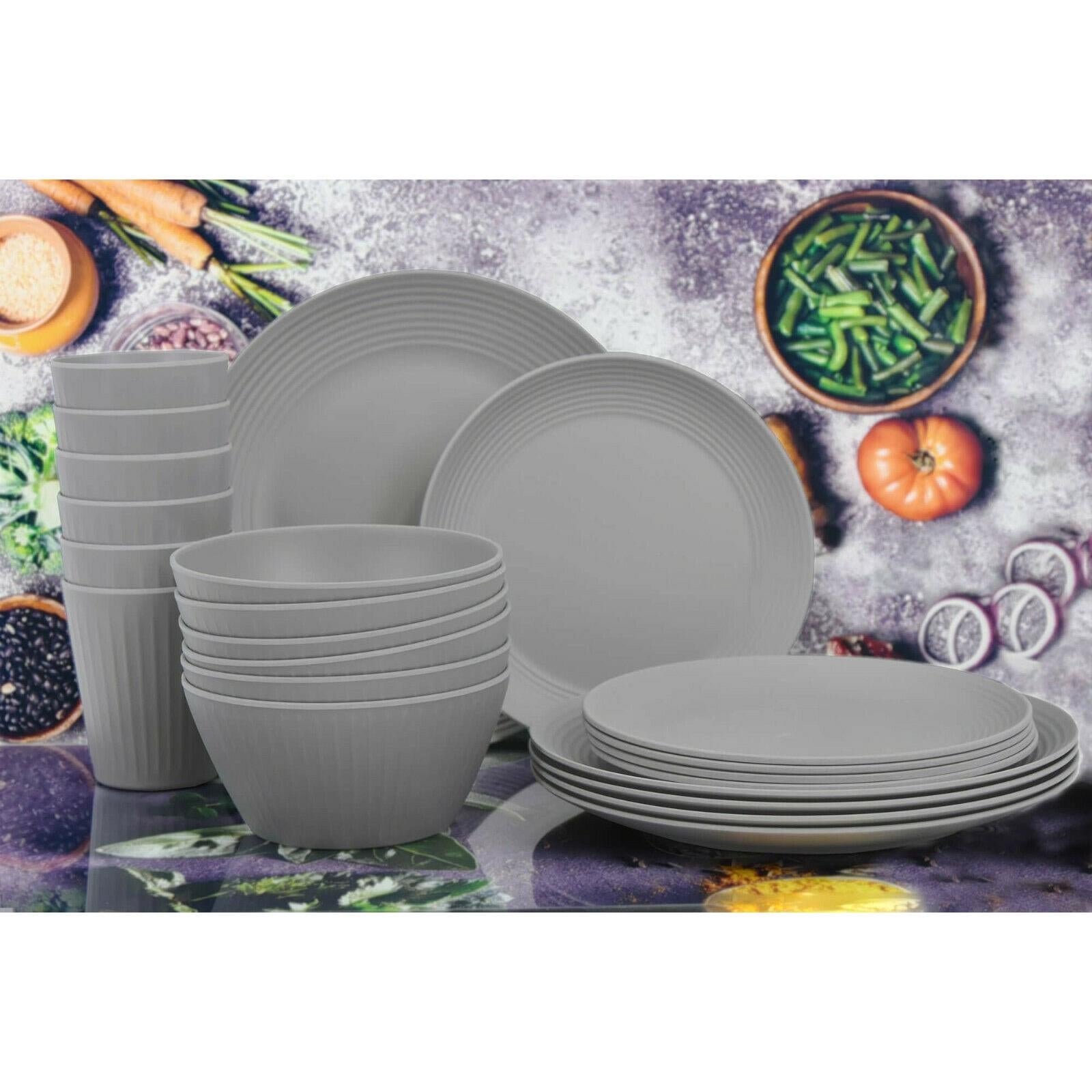 24 Pcs Grey Picnic Dinner Set for 6 People by Geezy - The Magic Toy Shop