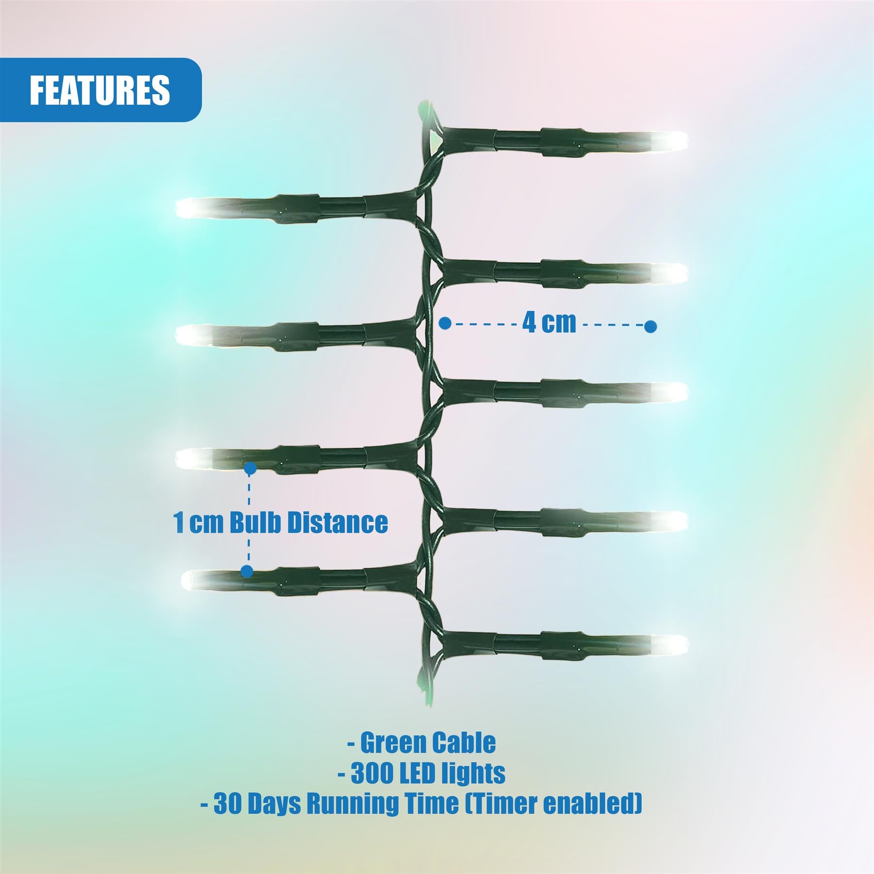 300 LED Cluster Christmas Lights - Cool White by GEEZY - The Magic Toy Shop