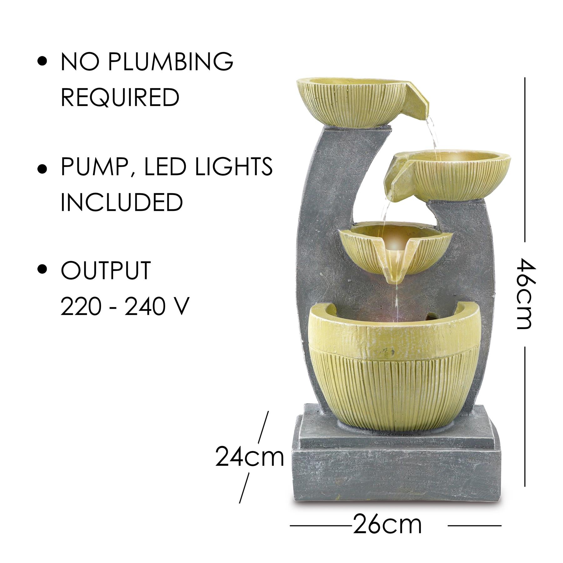 4 Tier Bowls Water Feature Outdoor With LED by GEEZY - The Magic Toy Shop