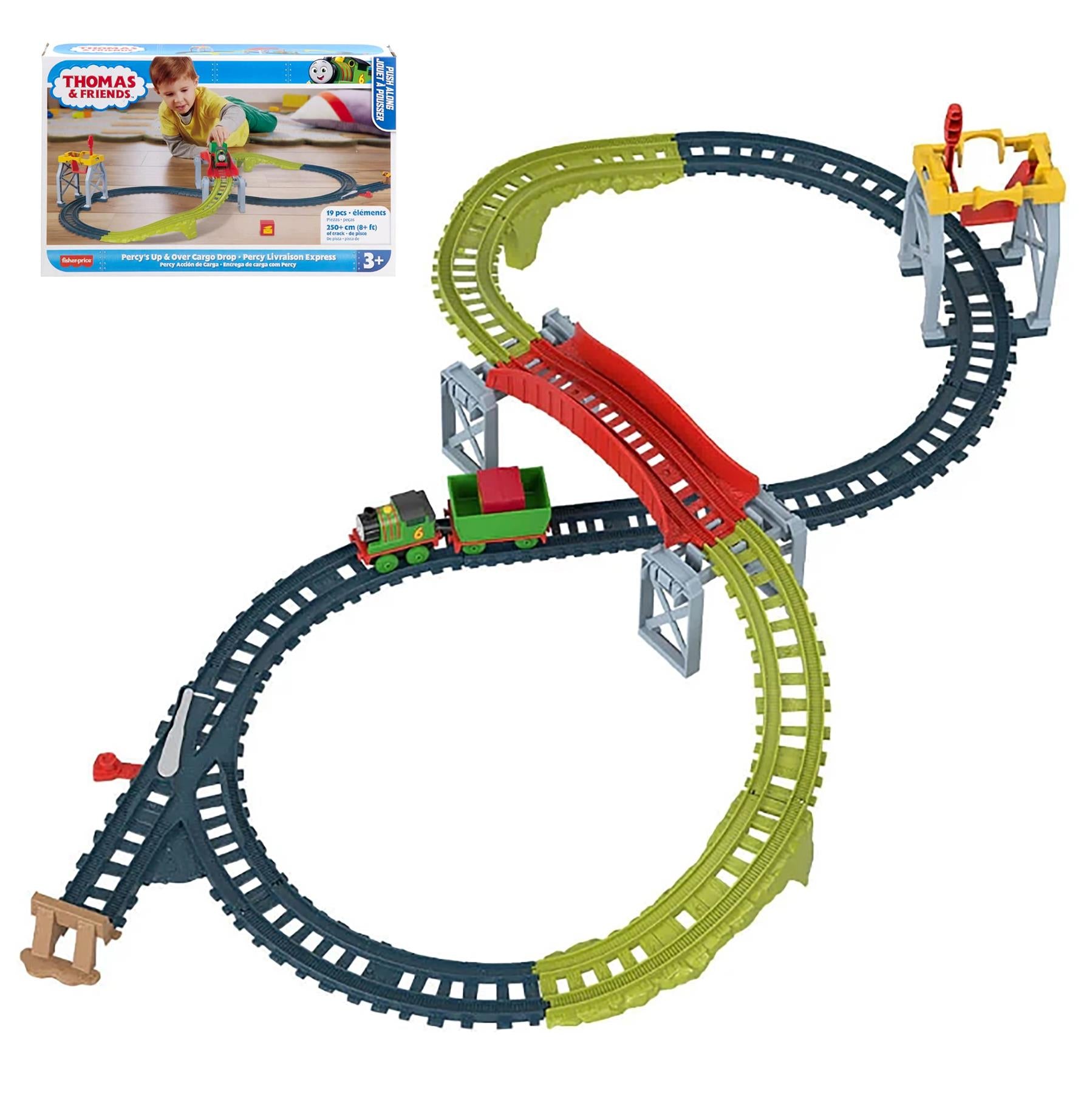 Thomas & Friends 19 Pc Percy Up And Over Cargo Drop Train Track Set