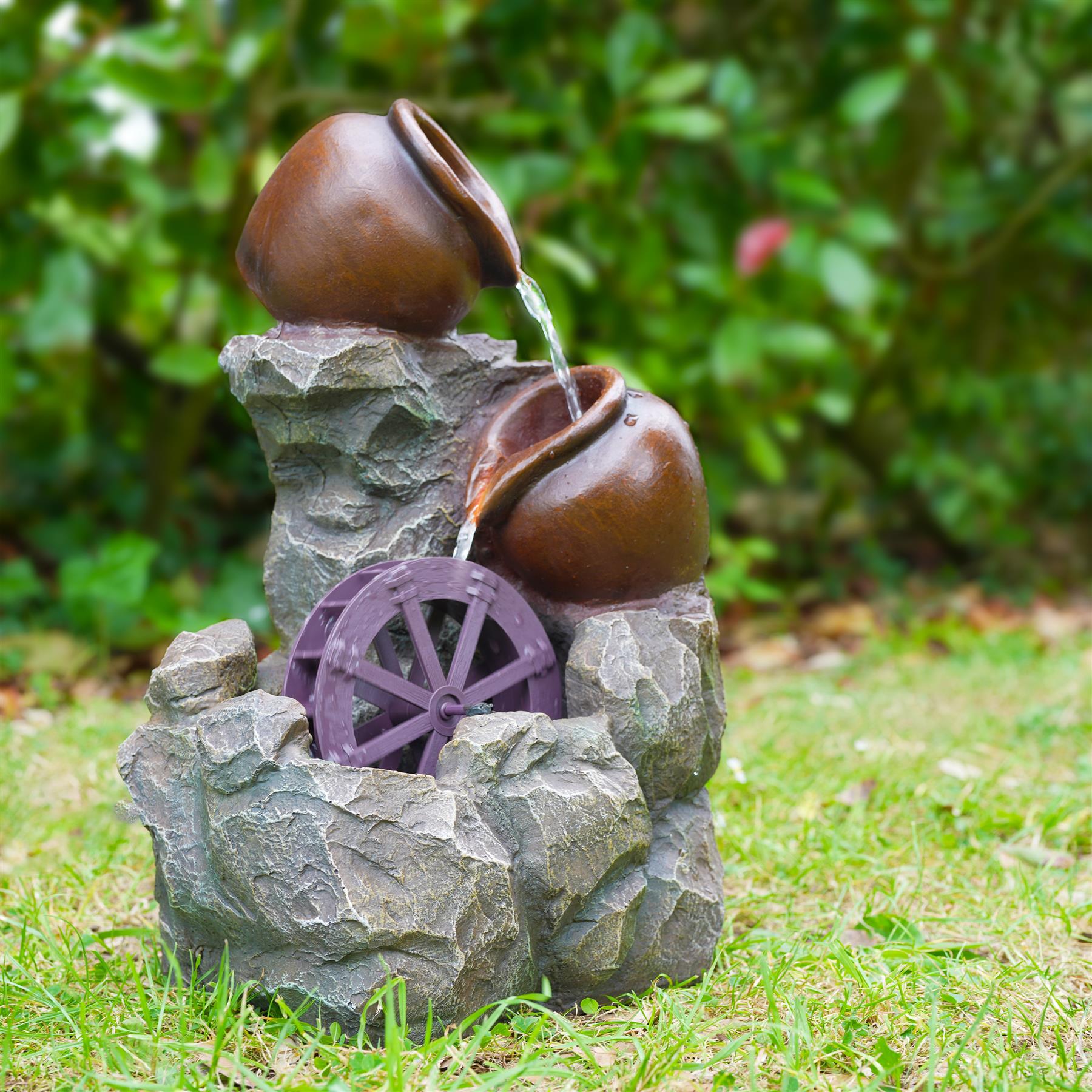 Cartwheel Solar Water Feature Outdoor With LED by GEEZY - The Magic Toy Shop