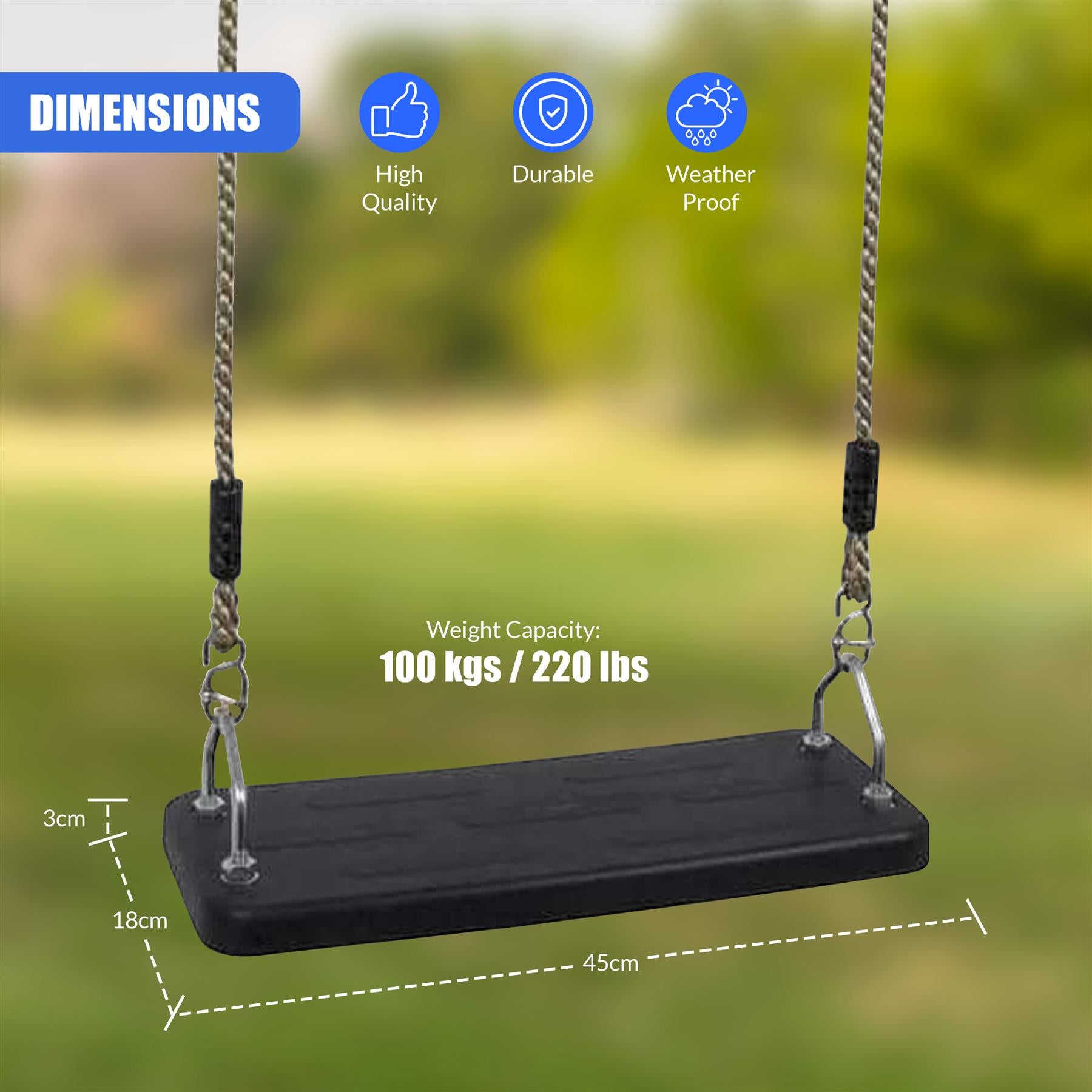 Heavy Duty Swing Seat with Polyhemp Ropes by GEEZY - The Magic Toy Shop