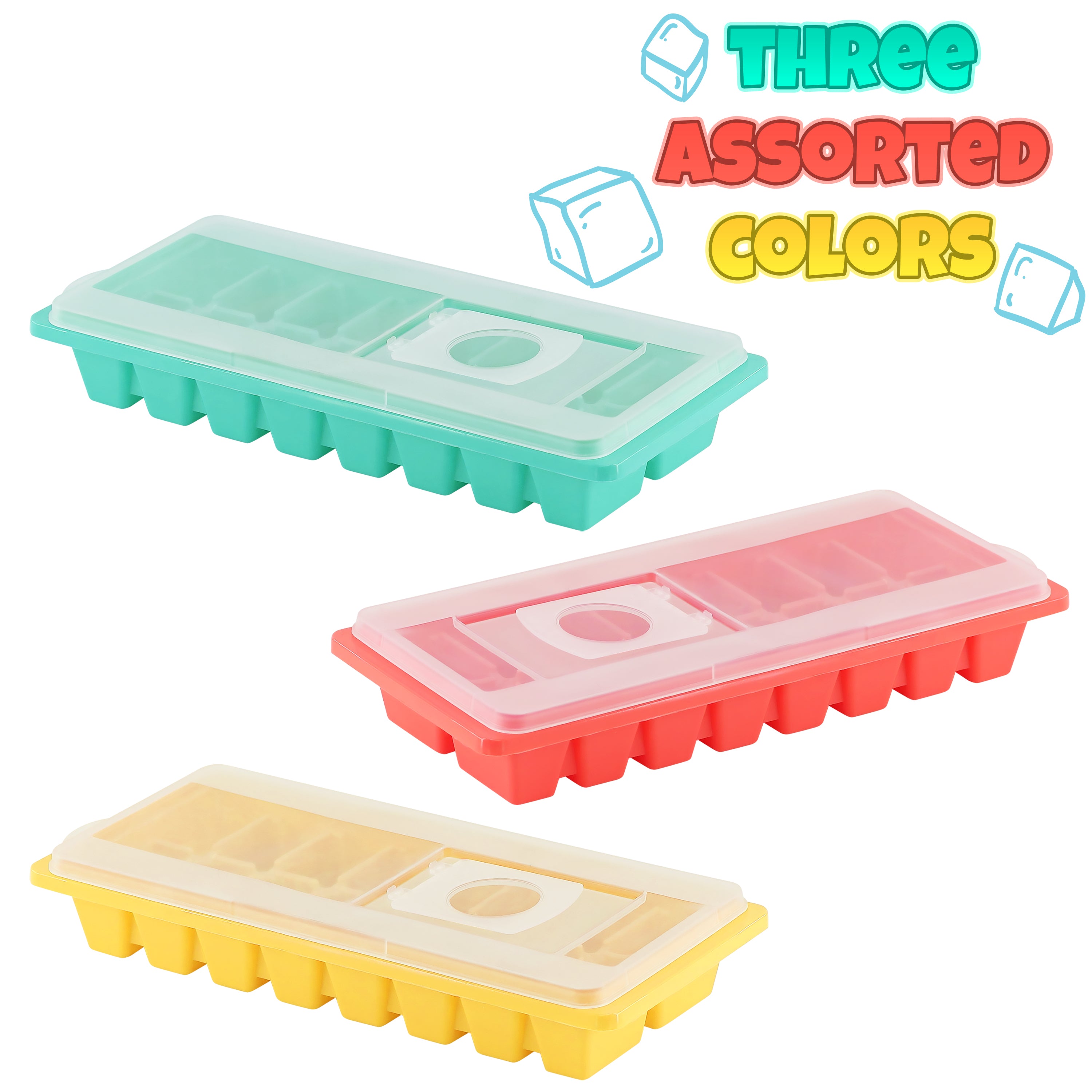 GEEZY Kitchen 16 Cubes Ice Cube Tray With Lid