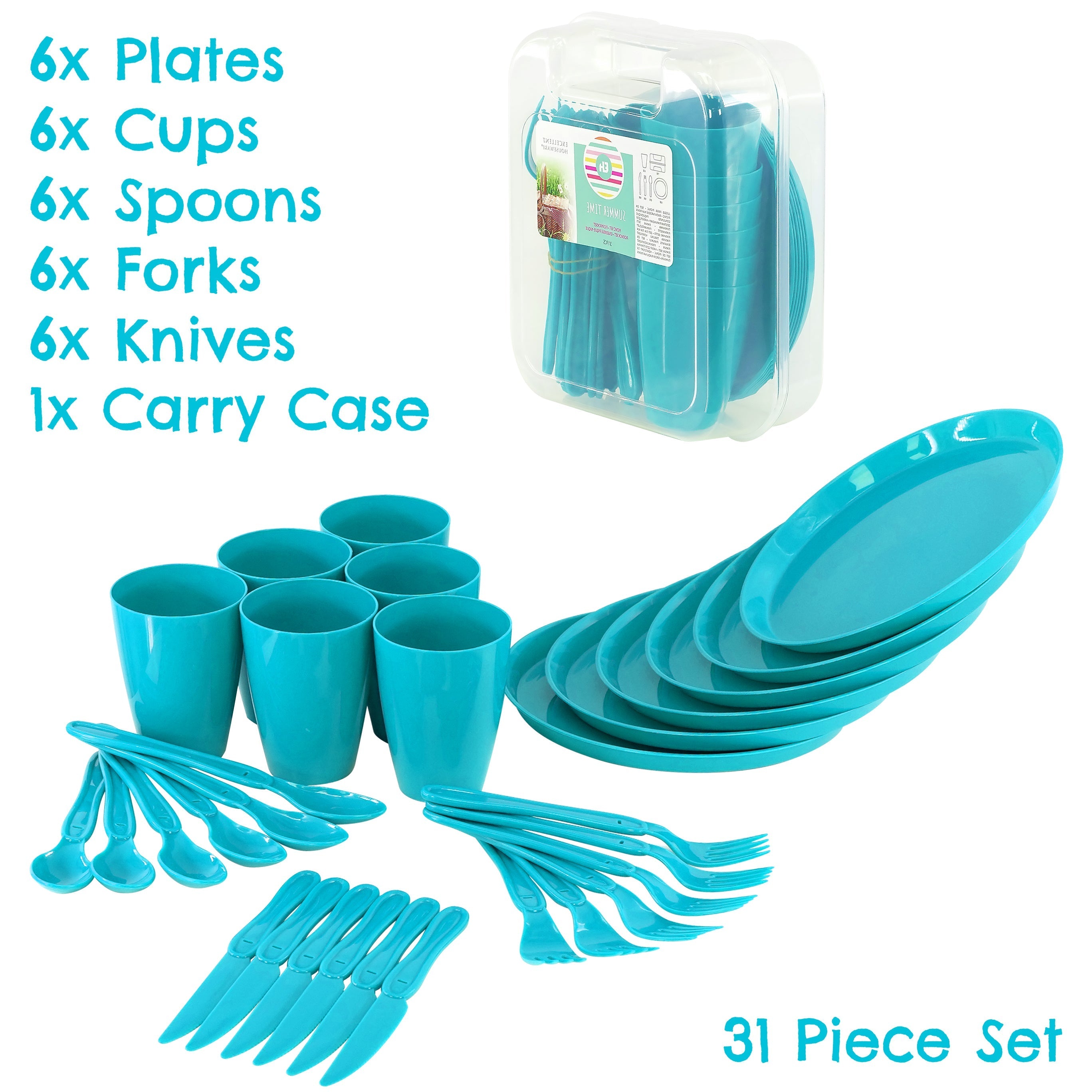 Blue Camping Set For Six 31 PCS by Geezy - The Magic Toy Shop