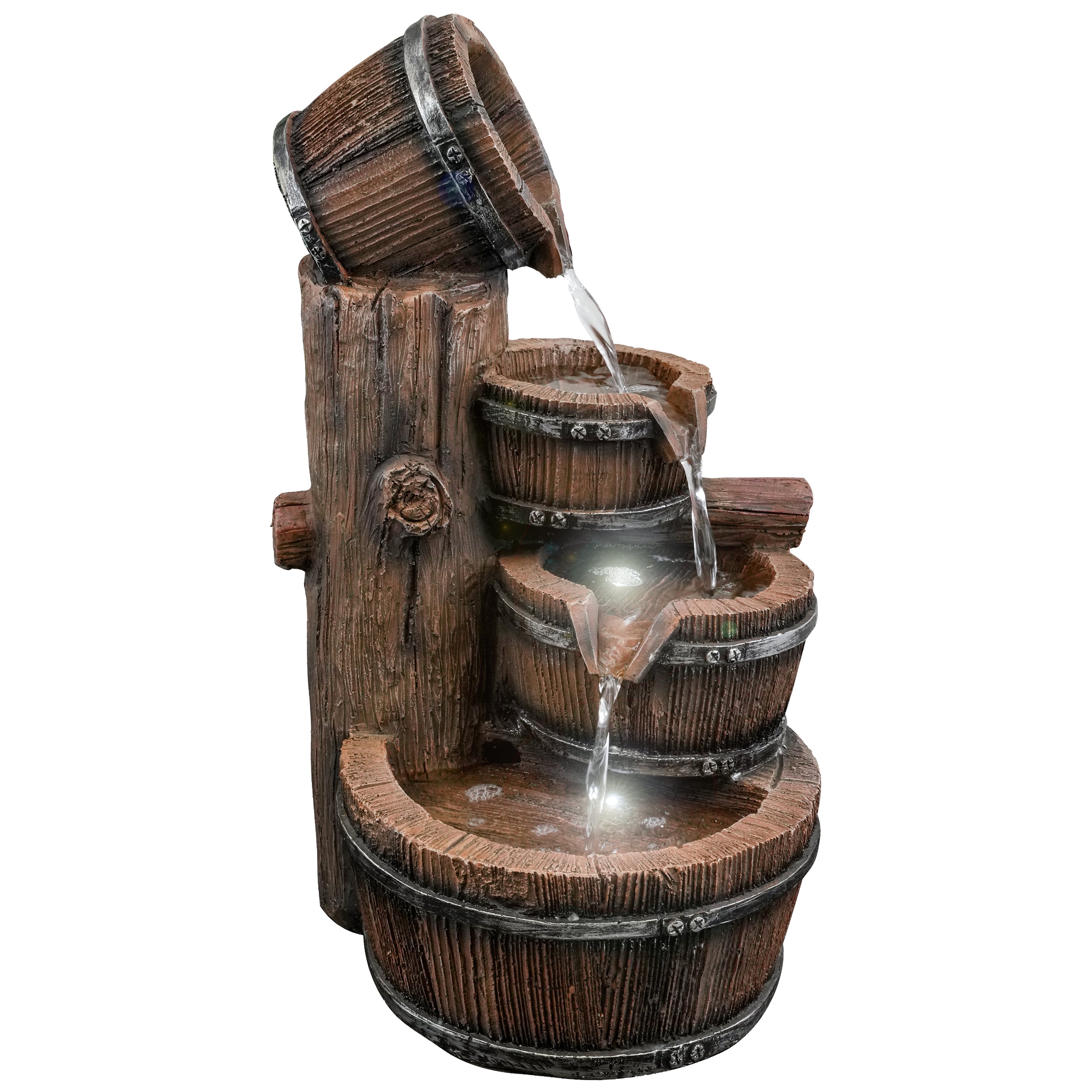 GEEZY Water Feature Barrel Water Feature With Led Lights