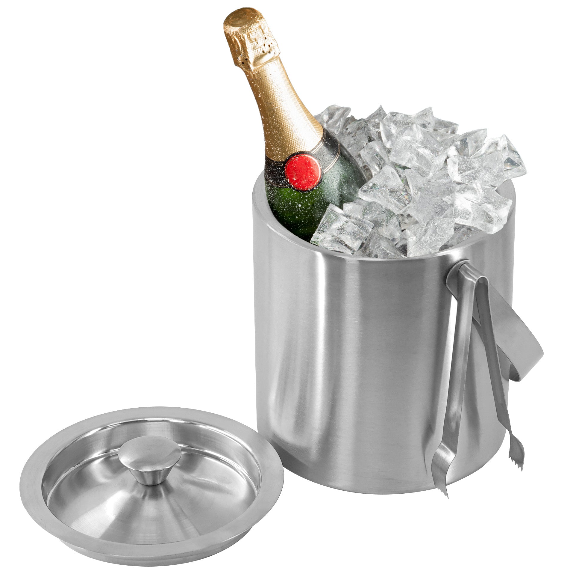 MTS Ice Bucket Stainless Steel Ice Bucket With Lid And Ice Tongs
