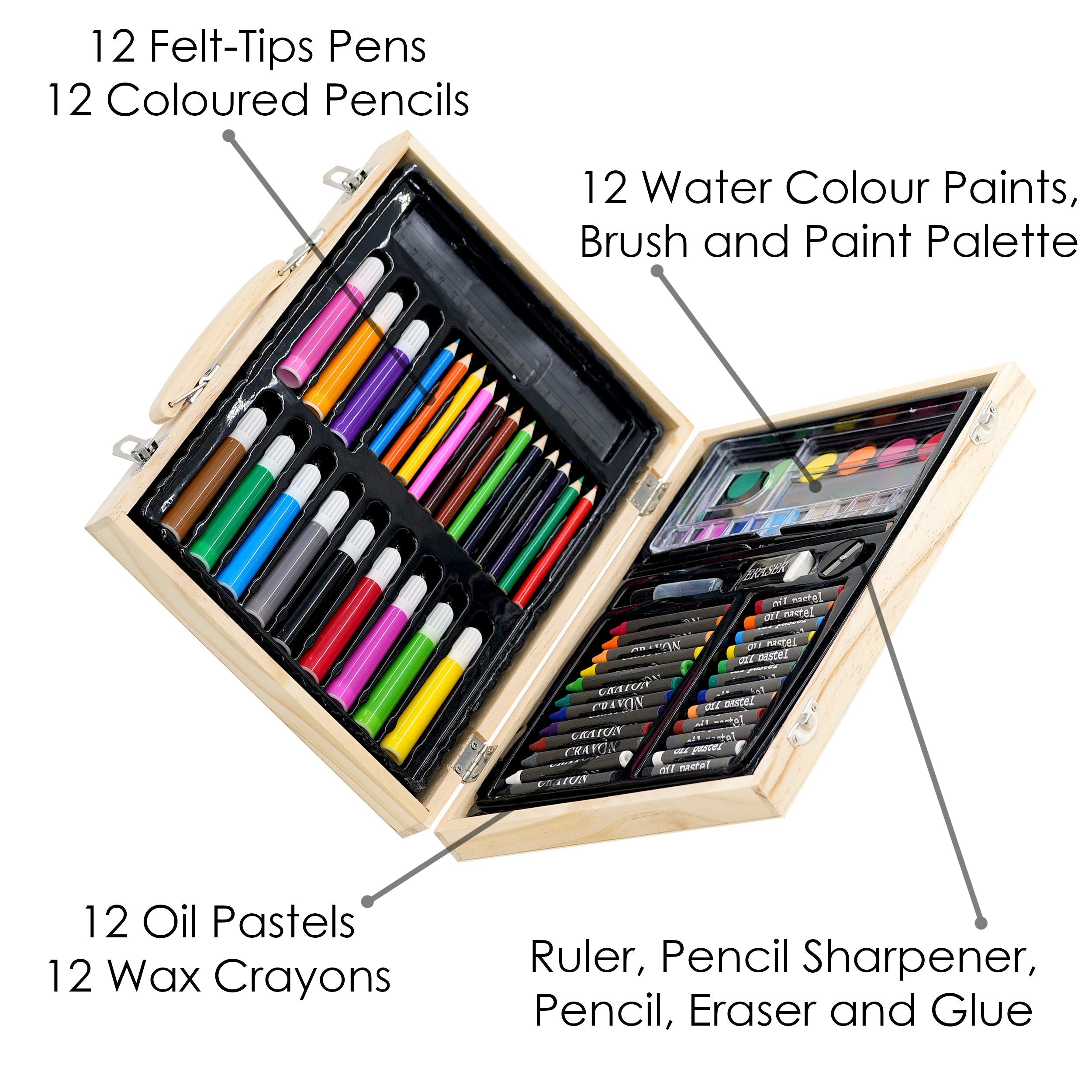 67 Pieces Art Set in a Wooden Case by The Magic Toy Shop - The Magic Toy Shop