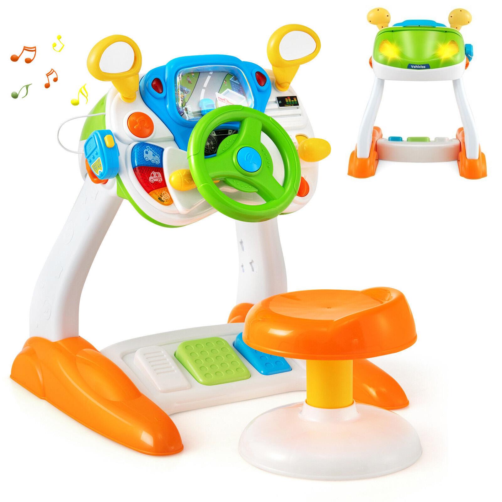 The Magic Toy Shop Kids Simulated Toy Freestanding Electronic Steering Wheel Driving Simulator Toy