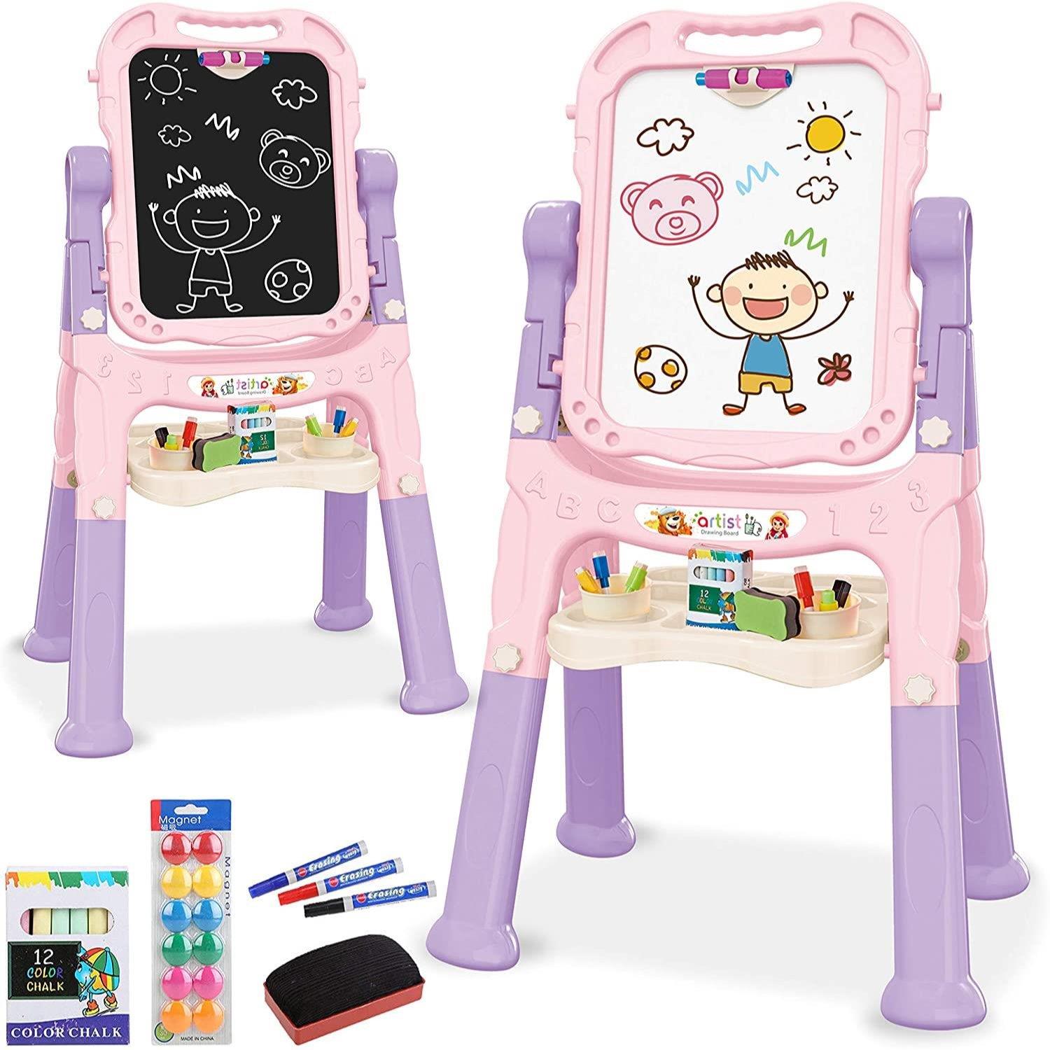 The Magic Toy Shop Toys and Games Pink Folding Double-Sided Magnetic Drawing Board
