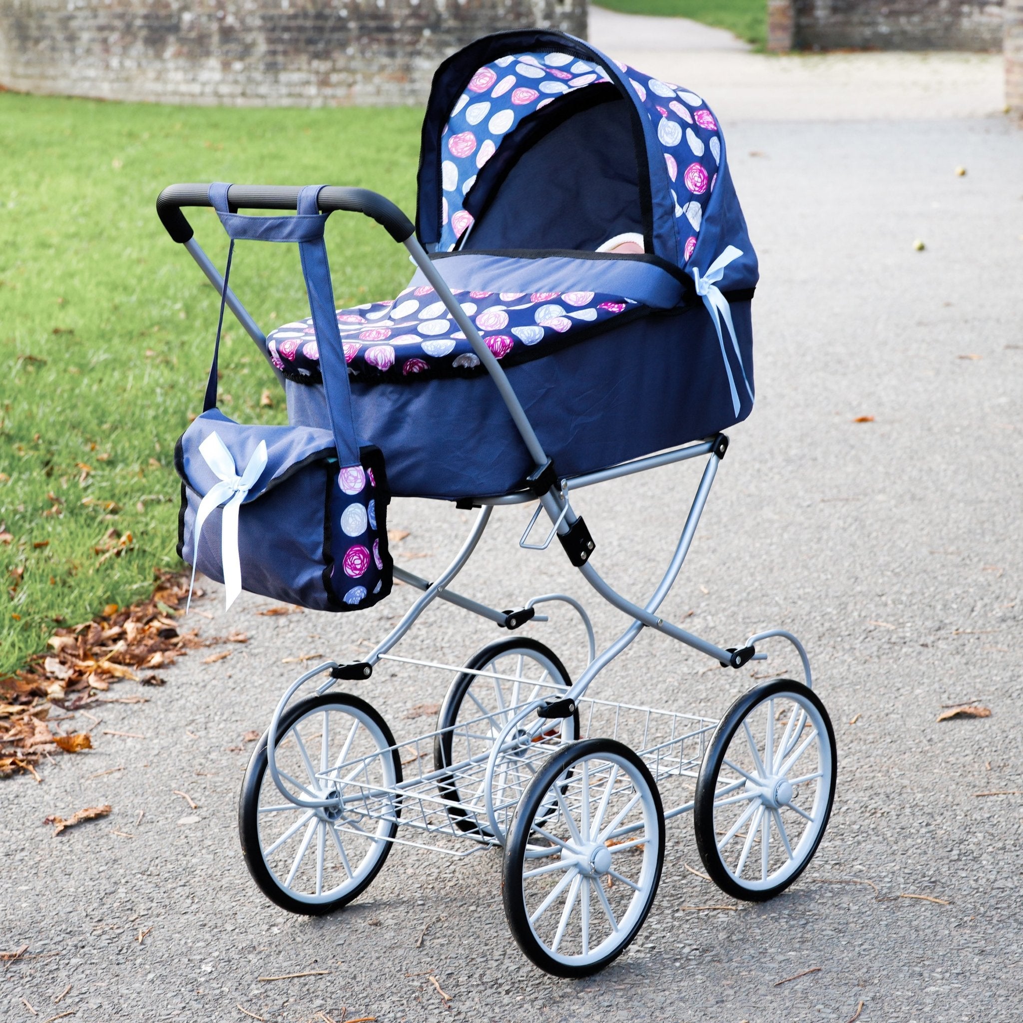 Navy Blue Dolls Vintage Cambridge Pram by The Magic Toy Shop - The Magic Toy Shop