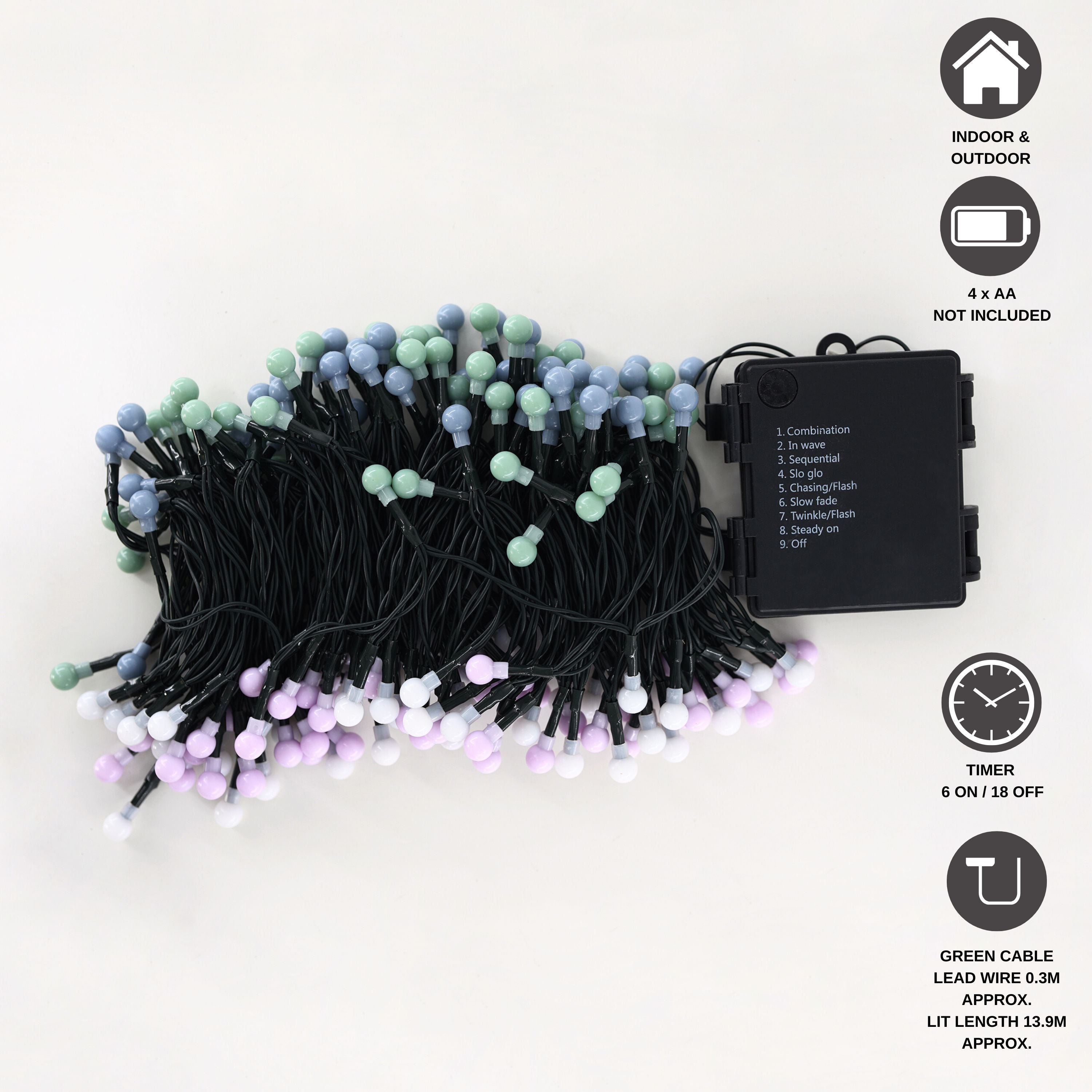 200 Berry Christmas LED Lights Pastel by Geezy - The Magic Toy Shop