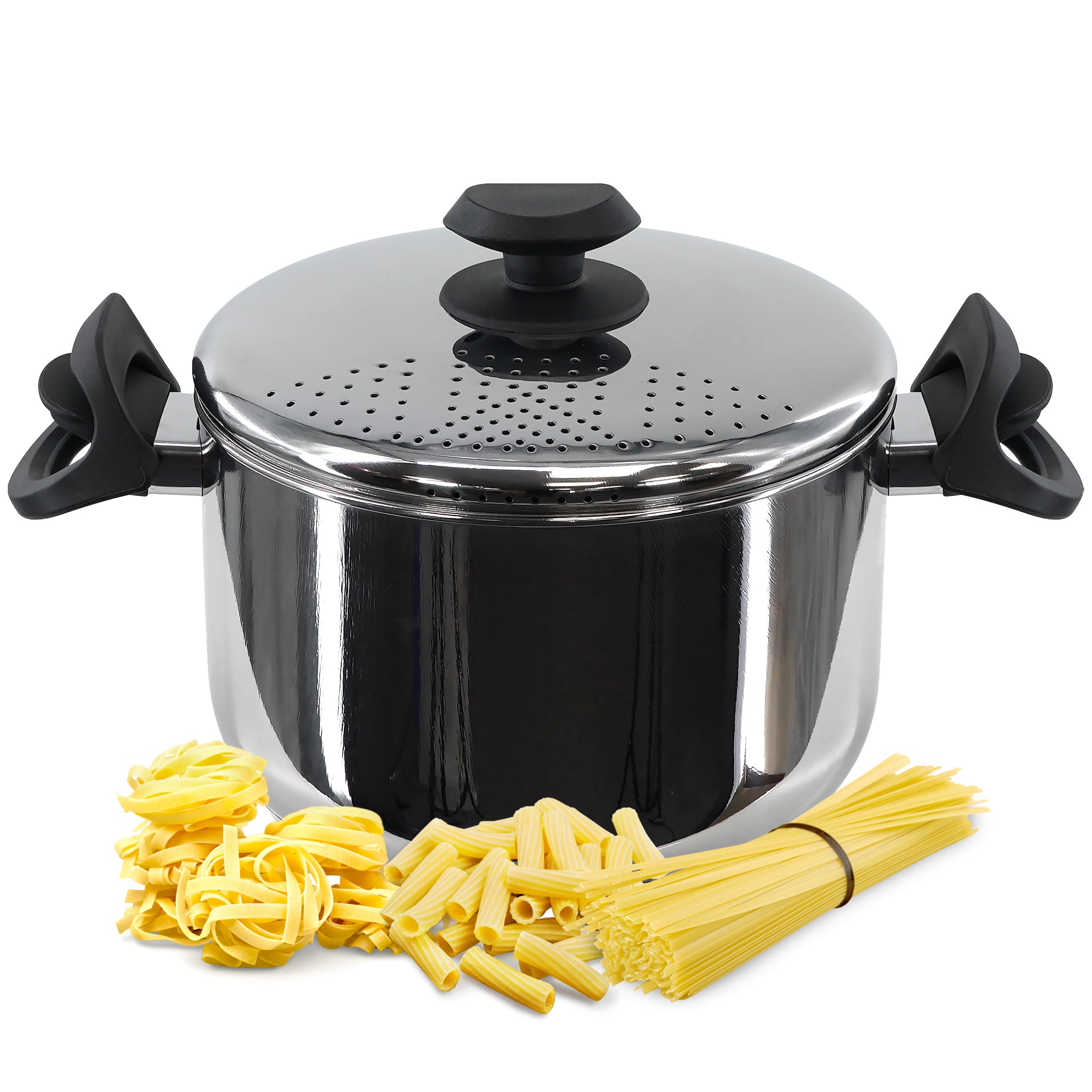 Stainless Steel Pasta Pot With Locking Strainer Lid by GEEZY - The Magic Toy Shop