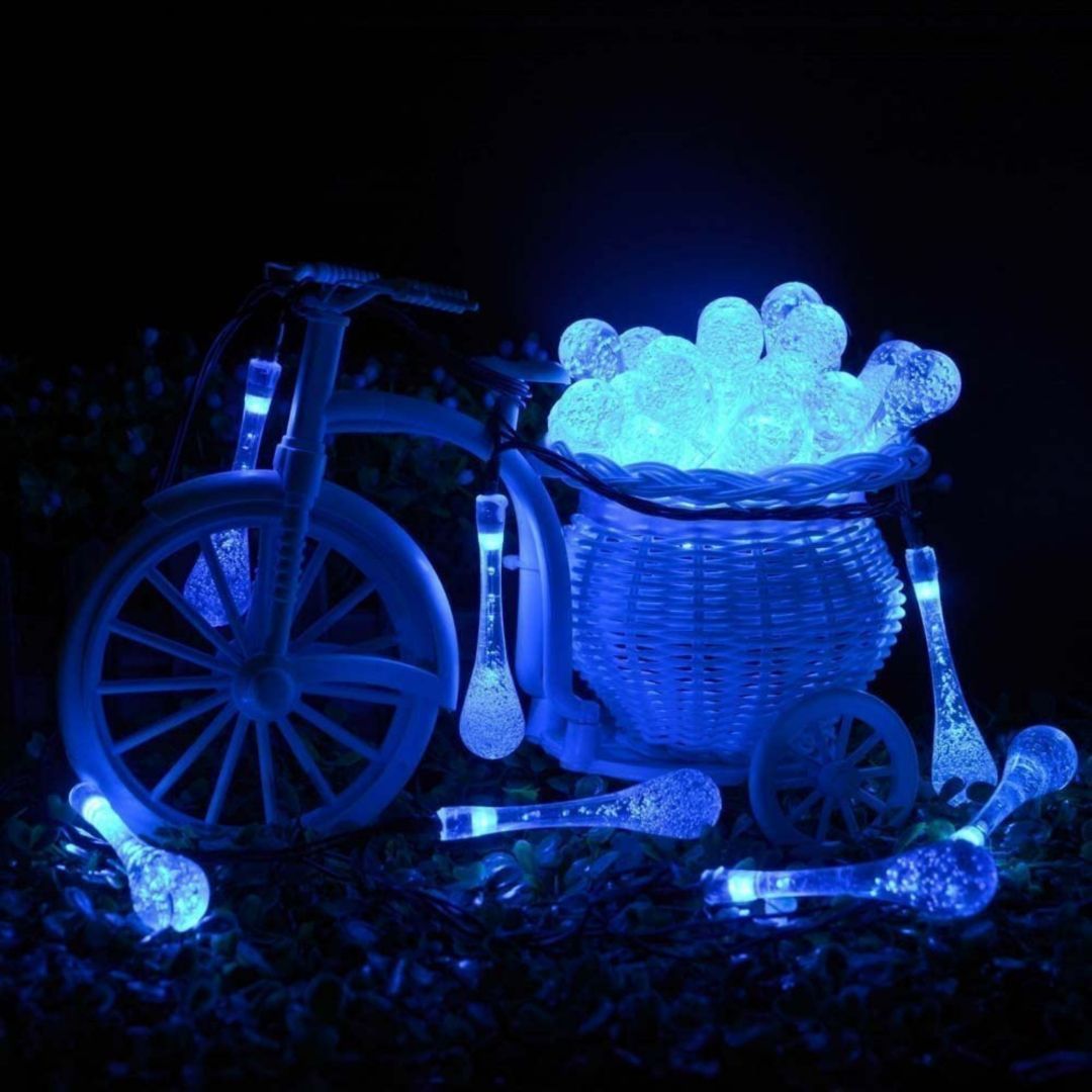 Raindrop Design Solar Powered Blue & White Led String Lights by GEEZY - The Magic Toy Shop