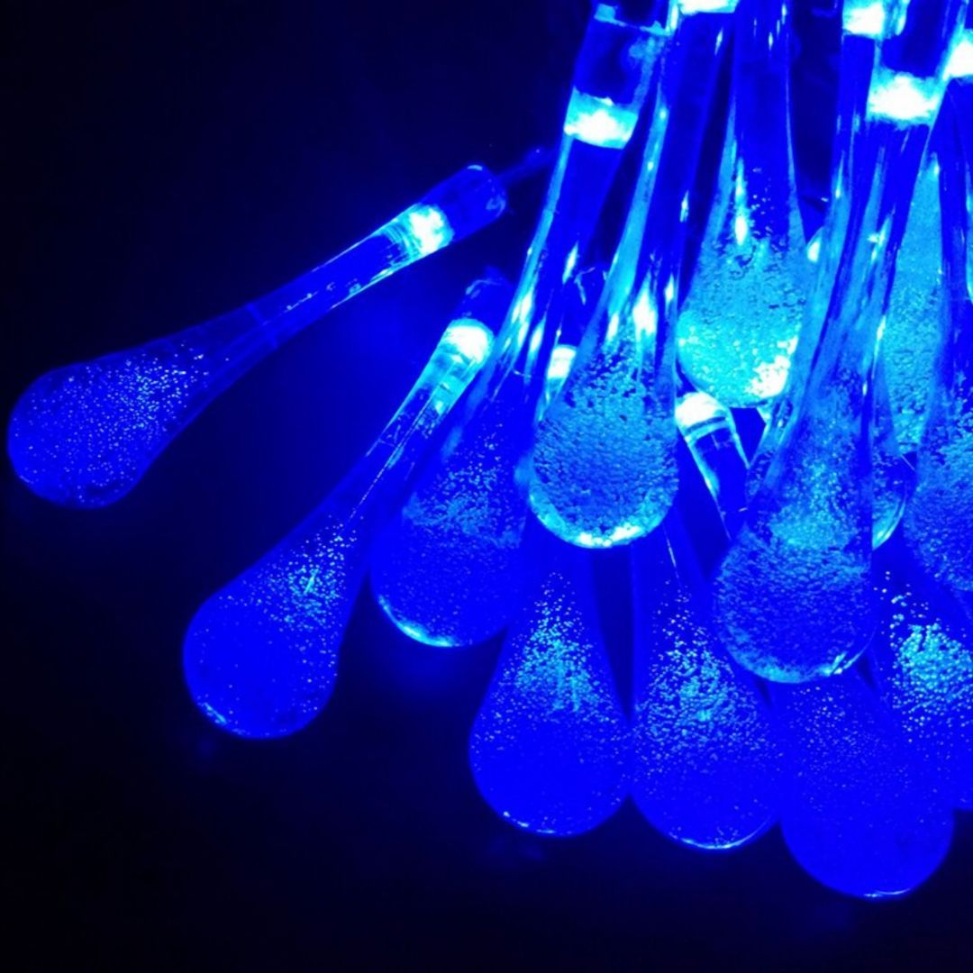 Raindrop Design Solar Powered Blue & White Led String Lights by GEEZY - The Magic Toy Shop