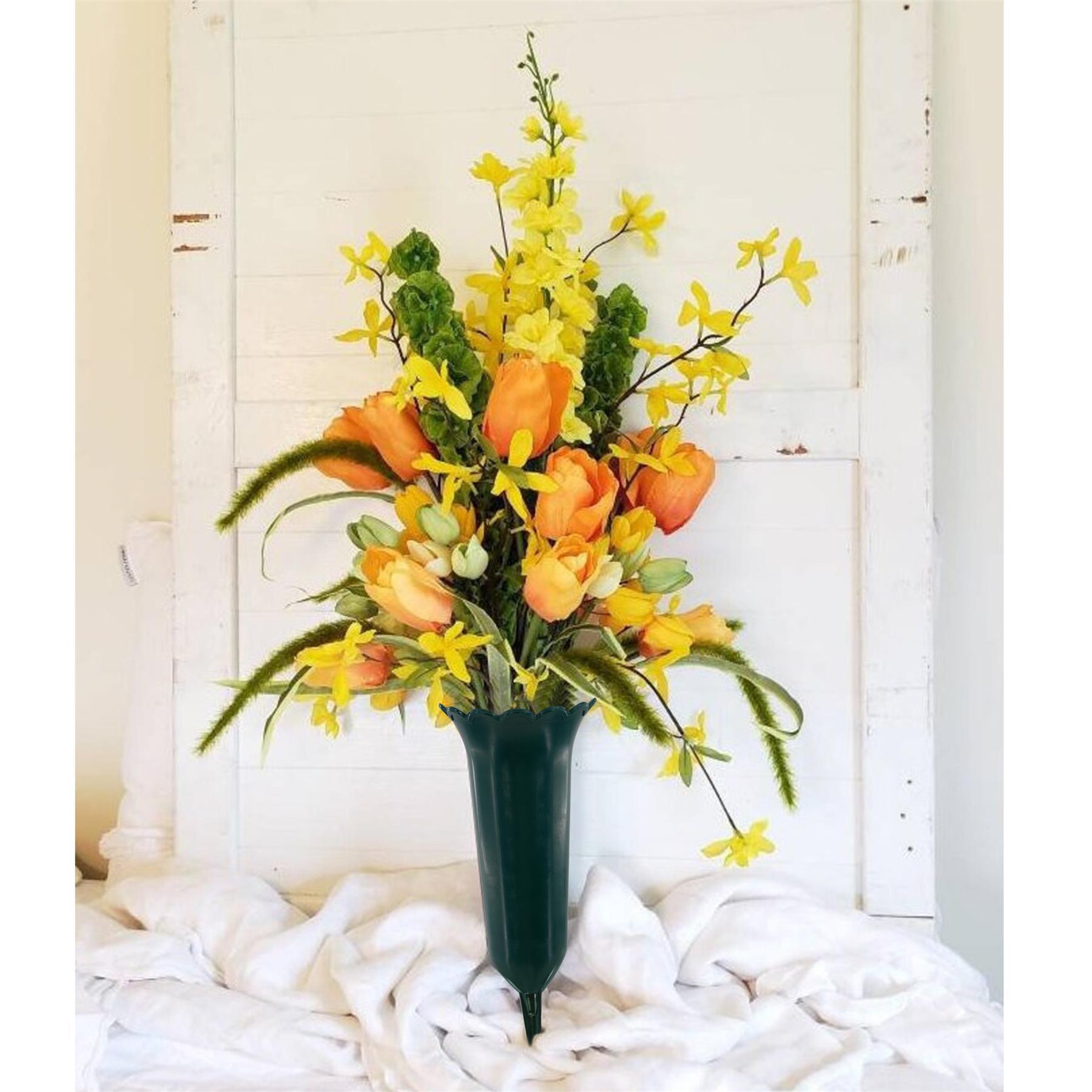 Set of 2 Green Spiked Memorial Grave Flower Vases by Geezy - The Magic Toy Shop