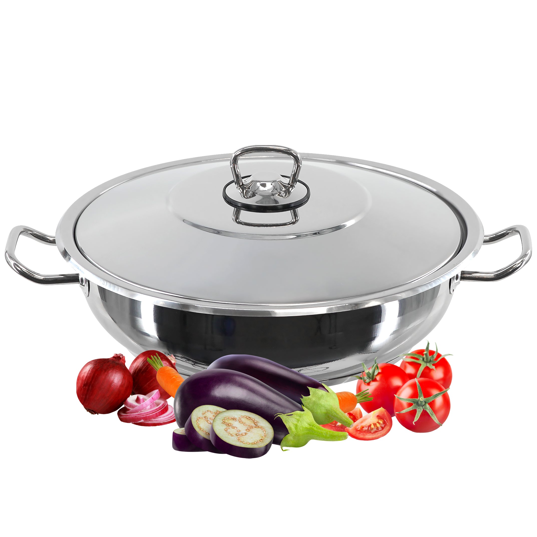 GEEZY Kitchen Gastro Shallow Pot With Lid 24 x 6 cm