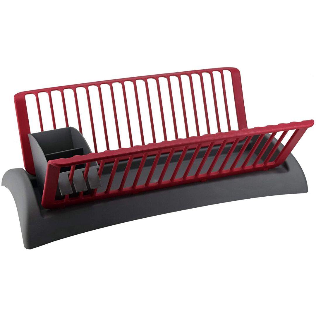Grey and Red Dish Drainer and Cutlery Holder GEEZY - The Magic Toy Shop