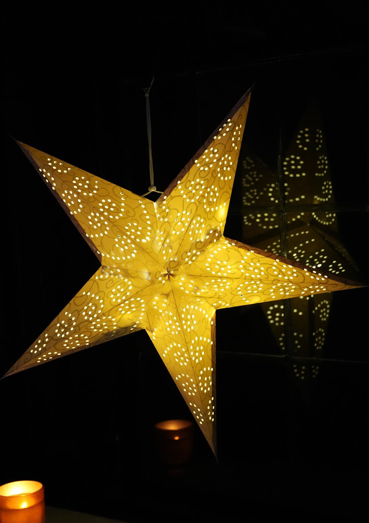 60 cm LED White Glitter Hanging Paper Star by Geezy - The Magic Toy Shop