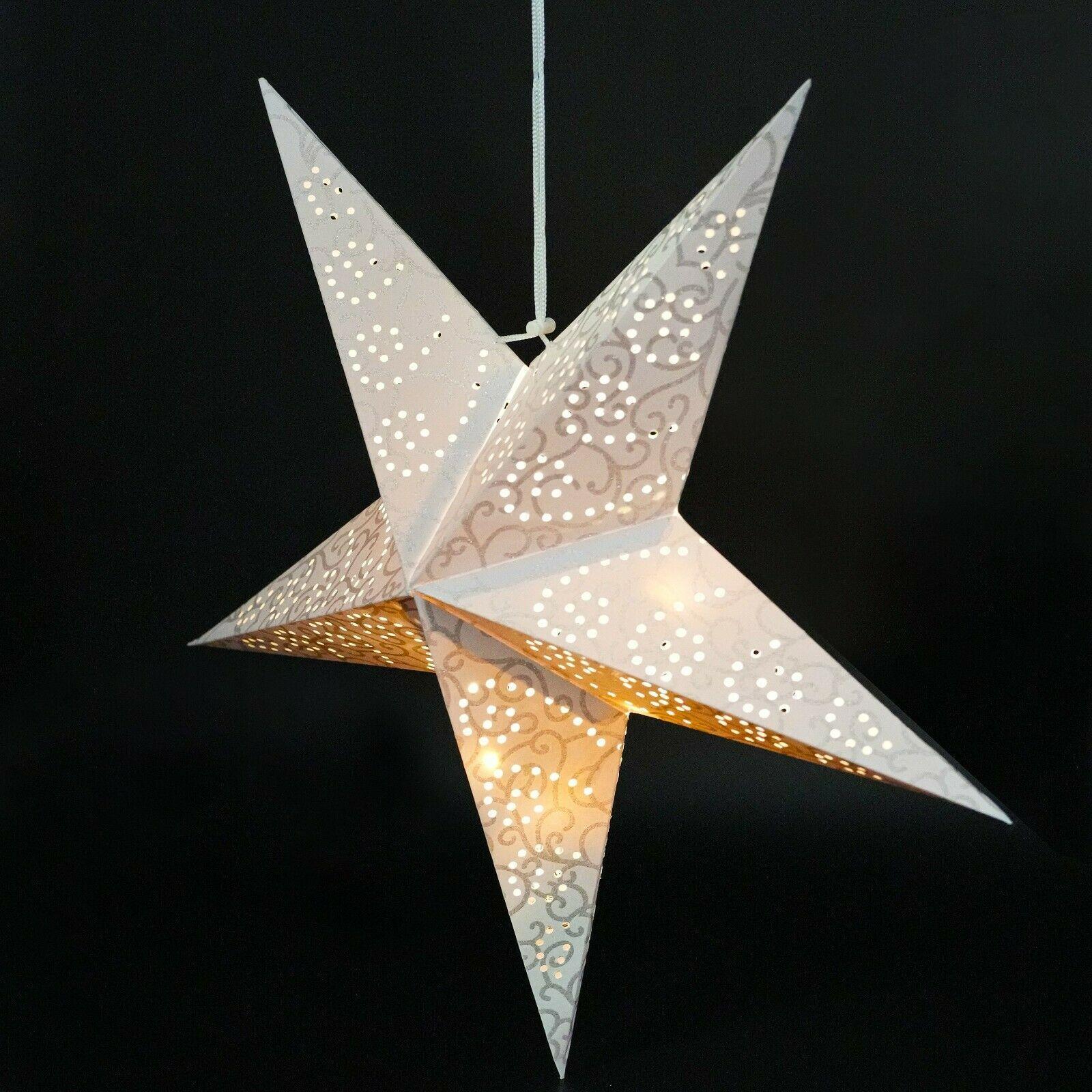 60 cm LED White Glitter Hanging Paper Star by Geezy - The Magic Toy Shop