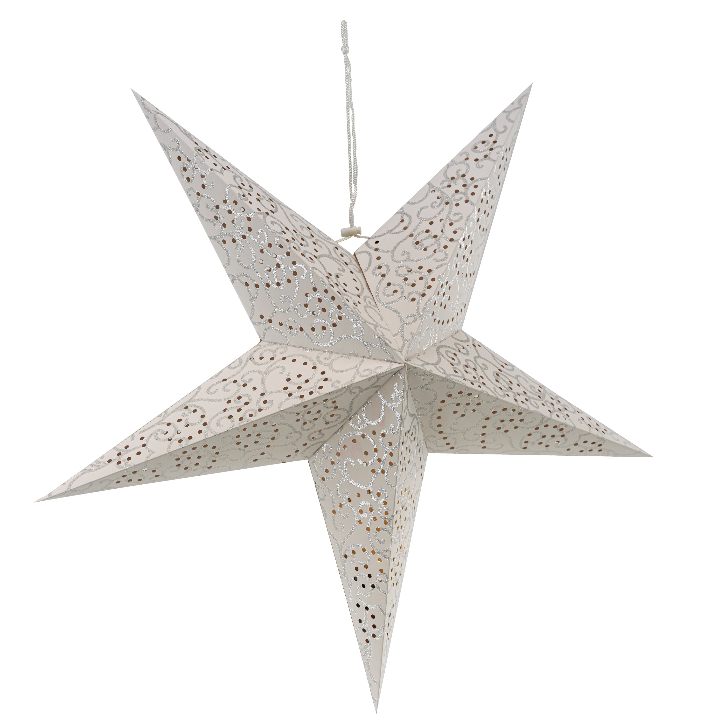 60 cm LED White Glitter Hanging Paper Star by Geezy - The Magic Toy Shop