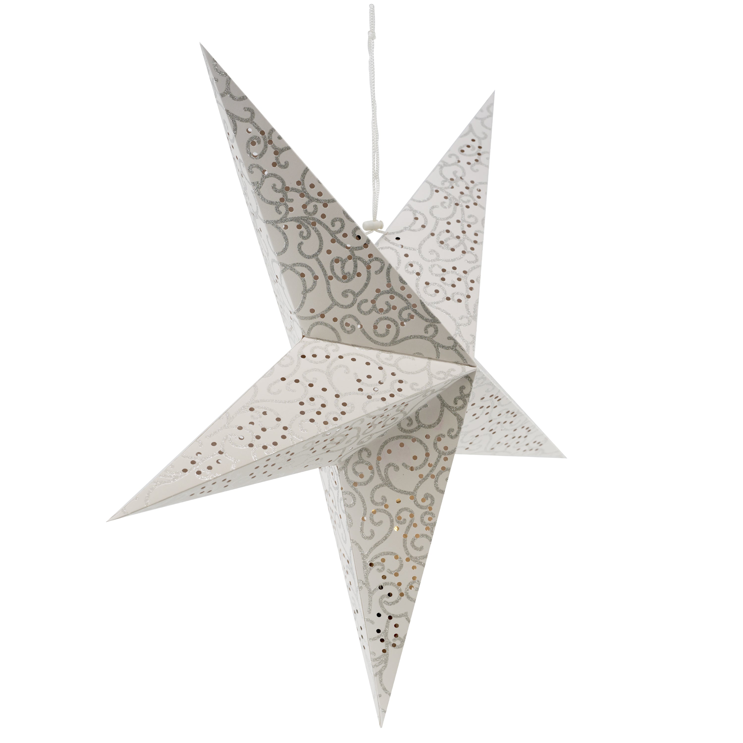 60 cm LED White Glitter Hanging Paper Star by Geezy - The Magic Toy Shop